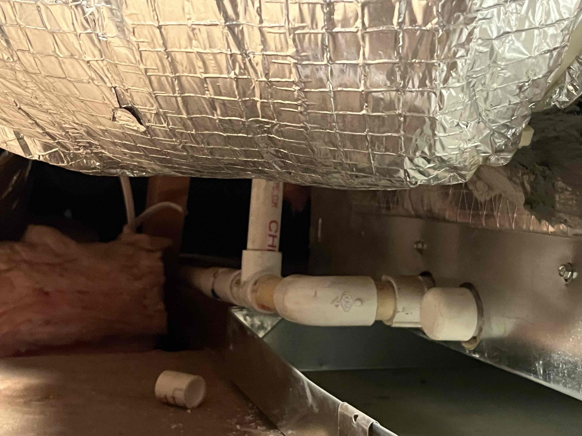 🛠️💧 **FAU SN: **07305
Demand Service – Condensation Issue

Upon arrival, client directed me to the bathroom where condensation was coming through the ceiling.

Inspected attic and found the condensation safety pan full of water. Client advised she has experienced condensation issues previously.

📝 Recommendation
Recommended installing a condensation pump to help prevent recurring drainage issues. Client approved.

🔧 Completed Work
• Vacuumed water from safety pan
• Rewired water safety switch and condensation pump
• Tested pump operation and drainage

✅ System is now draining properly and operating as expected.