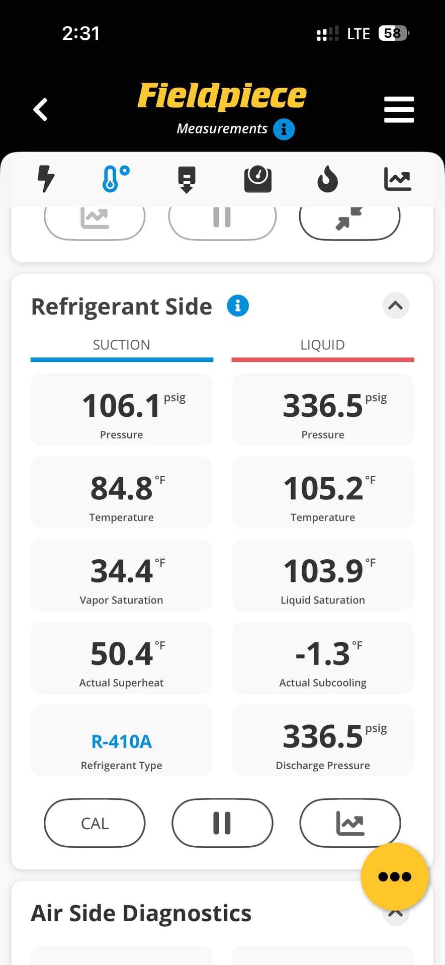 Unit that serves living room area is iced up. Going to return back. ….returning back found system low on Freon balanced out sub cooling system is working properly at this time system serves living room area last 4 8848