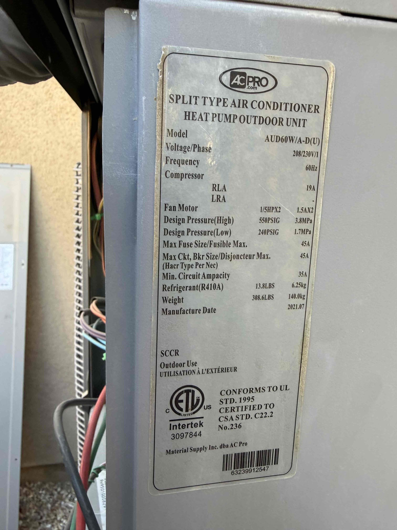 Found a 2021 AC Pro side discharge inverter condenser running but almost completely out of refrigerant. Informed homeowner there is a leak. Performed leak search with electronic leak detectors and verified it’s at a transducer style port after accumulator. System holds 13.8 lbs of r410a. Homeowner provided me with her paperwork from purchasing the AC Pro system. Will call AC Pro tomorrow morning and get info on warranty coverage, part availability and then call and update homeowner. I did inform her refrigerant is not a part covered by manufacturers and since it’s not a Hyde’s install there is no labor warranty. Confirmed correct number to call tomorrow after speaking with AC Pro #5892. Notes.