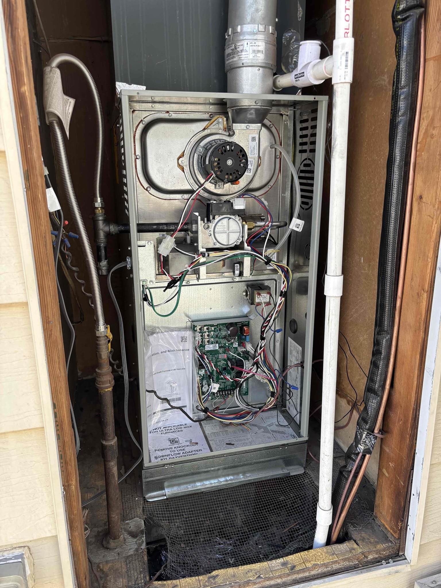 Performed a heating maintenance on an ultra Lonox split system unit. Check sequence of operations while system was in heat mode. cleaned out condensation line was getting 100° temperature rise and rising at this time. System is heating up the house properly changed out filter and finished maintenance by making sure system switched back into cool mode correctly.