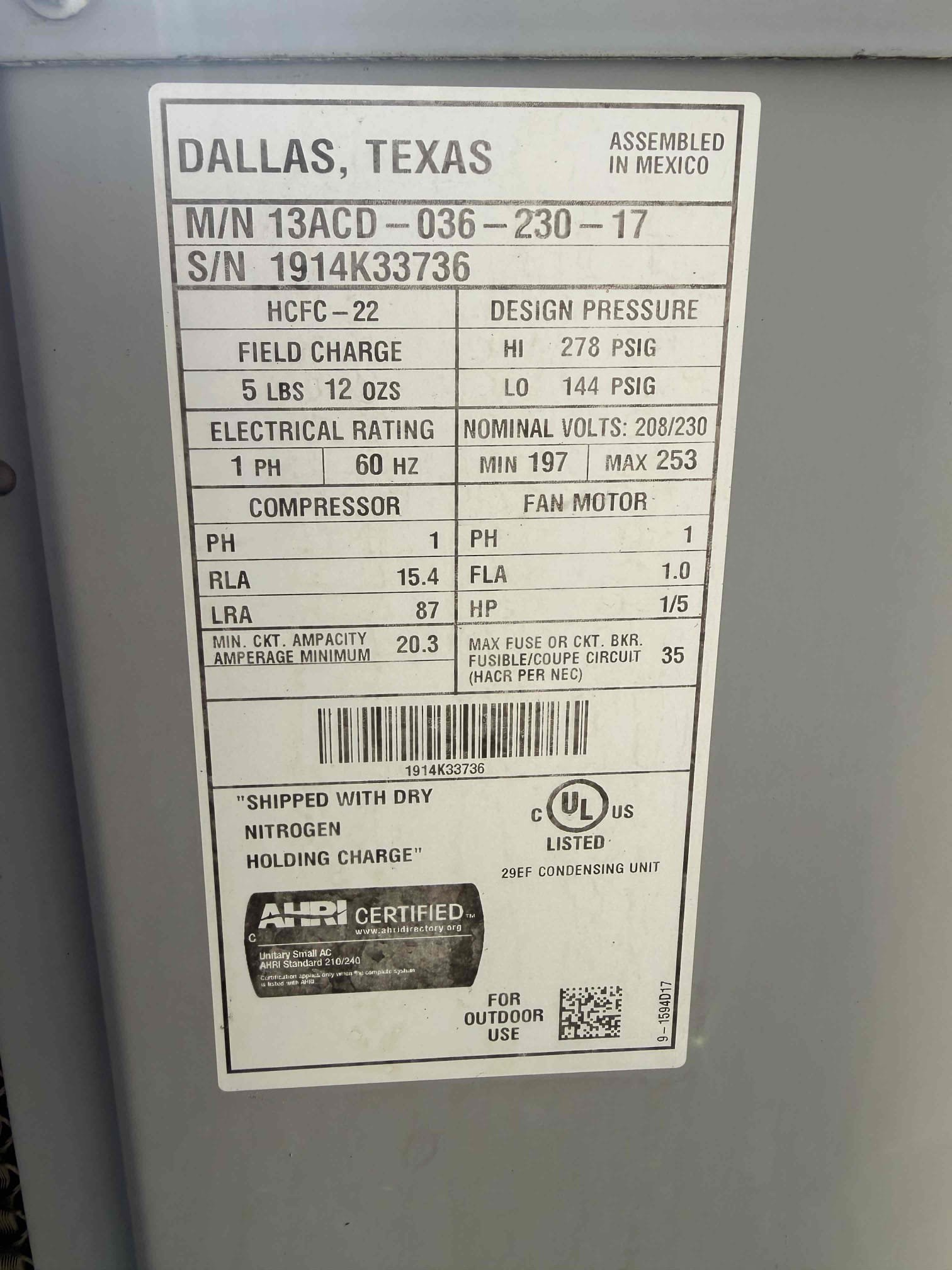 Performed outdoor safety maintenance check on a 2014 and 2021 split units. FAUs are located in separate attic access located in hallways. Replaced customer supplied 2) 20x20 filters. Cleared condensation lines. Followed sequence of operations and checked voltage, condenser fan motor amps, compressor start/run amps, capacitor, temperature split, Freon levels, and rinsed condenser coils. Secured all electrical connections. Both thermostats checked out operational. Both systems are working properly in cooling at this time of service. 