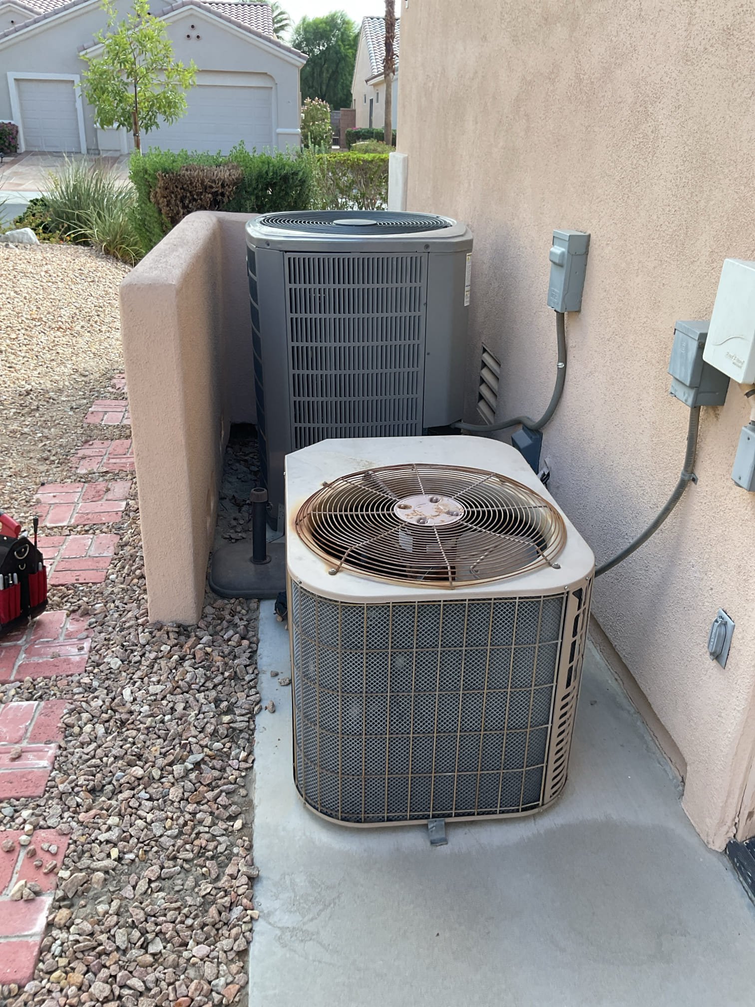 Perform an indoor safety inspection and maintenance on a heat pump casita unit and a natural gas furnace, installed in the garage. No carbon monoxide was detected in the home during maintenance. System cycled through the sequence of operation in heating. Checked static pressure, electric motors and temperature heat rise. Checked dual run capacitor and starting amperage on the compressor for the casita unit. Also checked refrigerant circuit diagnostics for casita unit. Pre-booked outdoor inspection and safety check for the month of April.