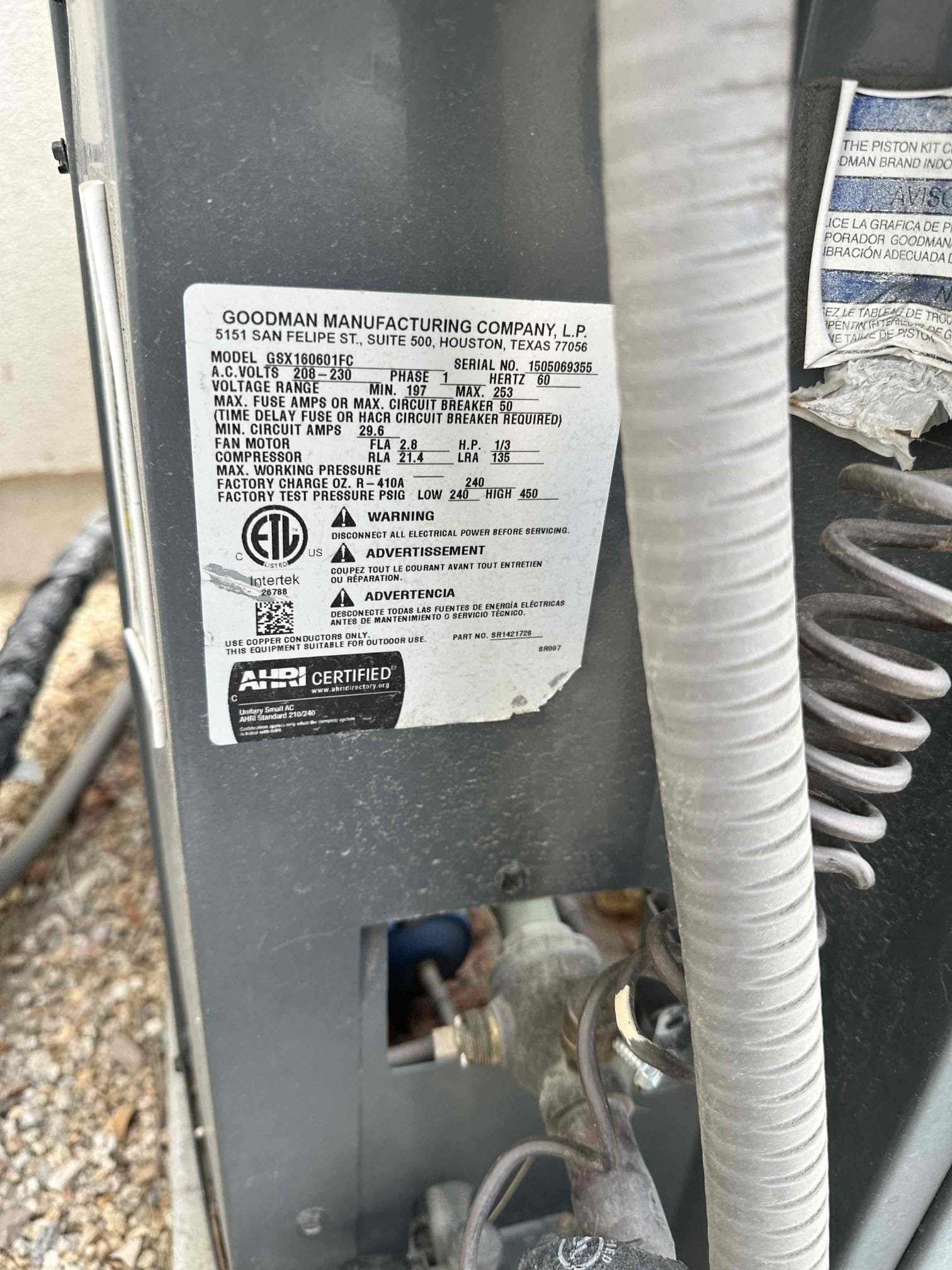 Rancho Mirage, CA - Performed air-conditioning inspection checked amps on compressors and condenser fan motors capacitors freon levels system working properly at this time
