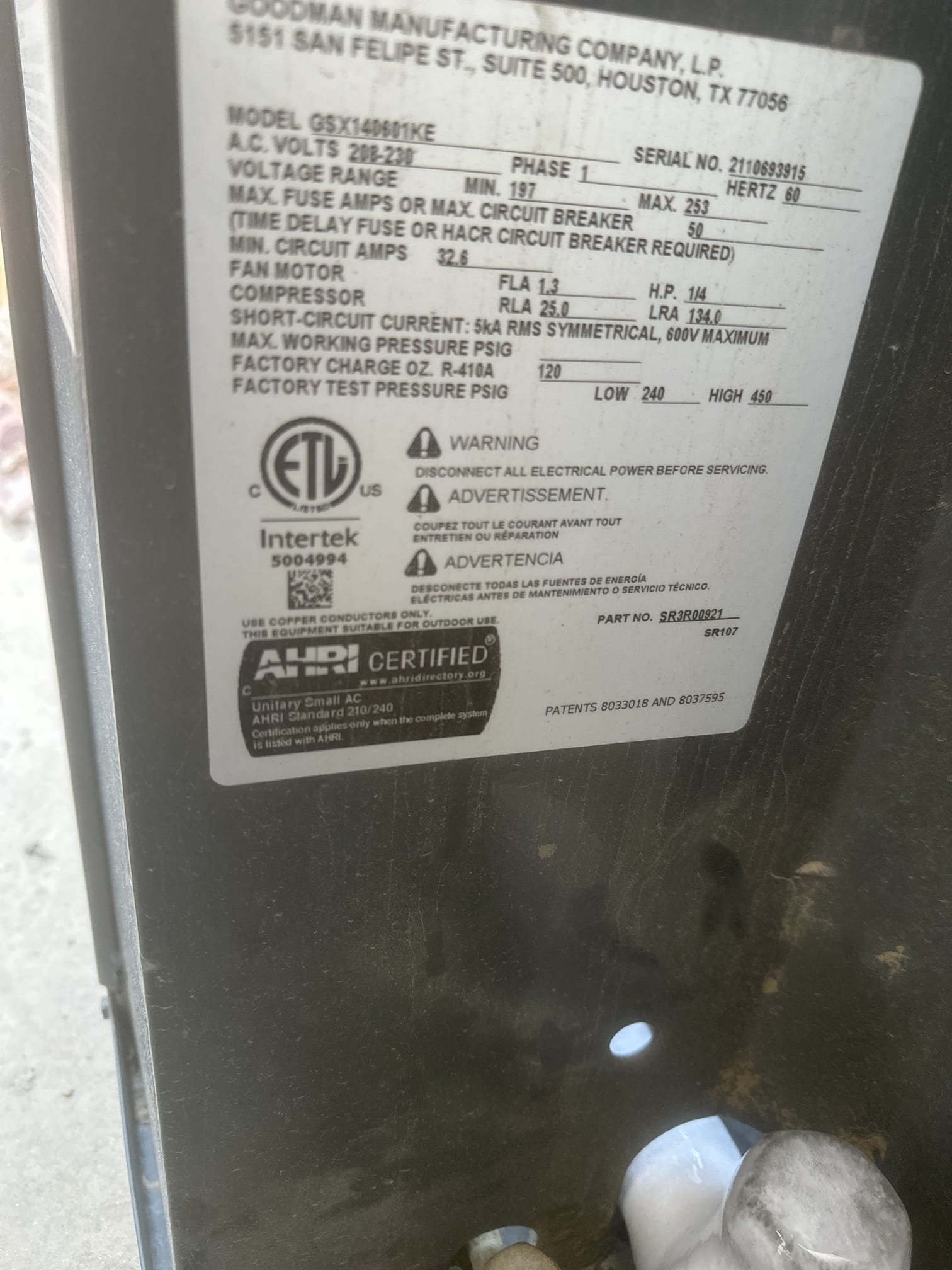 Demand Service – No Cooling
Outdoor Equipment: Goodman, 2021, R-410A
Upon arrival, found the indoor evaporator coil heavily frozen, preventing the equipment from cooling properly. Inspected the indoor equipment and verified the filter was clean. Operated the equipment in heating mode to assist with thawing the evaporator coil.
Once the coil was completely thawed, performed refrigerant diagnostics and determined additional refrigerant was needed. Added approximately 2 pounds of R-410A and monitored equipment operation.
Final refrigerant readings:
Suction pressure: 129.2 PSIG
Liquid pressure: 390.8 PSIG
Superheat: 11.3°F
Subcooling: 9.0°F
Informed member of findings and recommended monitoring refrigerant levels and equipment performance during future maintenance visits. Member enrolled in the membership program for continued maintenance and monitoring.
Recommendation: Monitor refrigerant levels and cooling performance. 