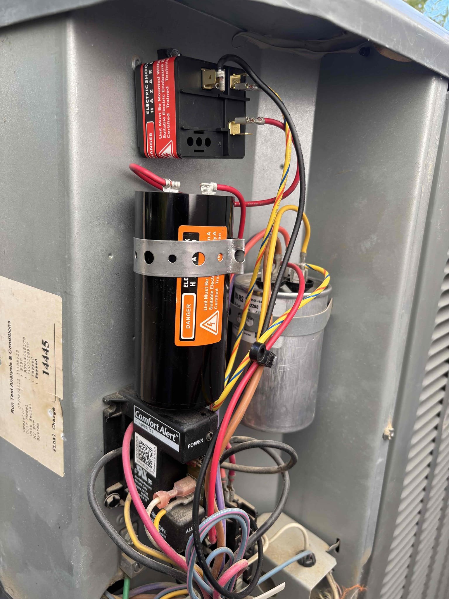 Installed a hard start kit for the outdoor unit. After testing make sure system continues to cool down the house properly all is. Within range. 