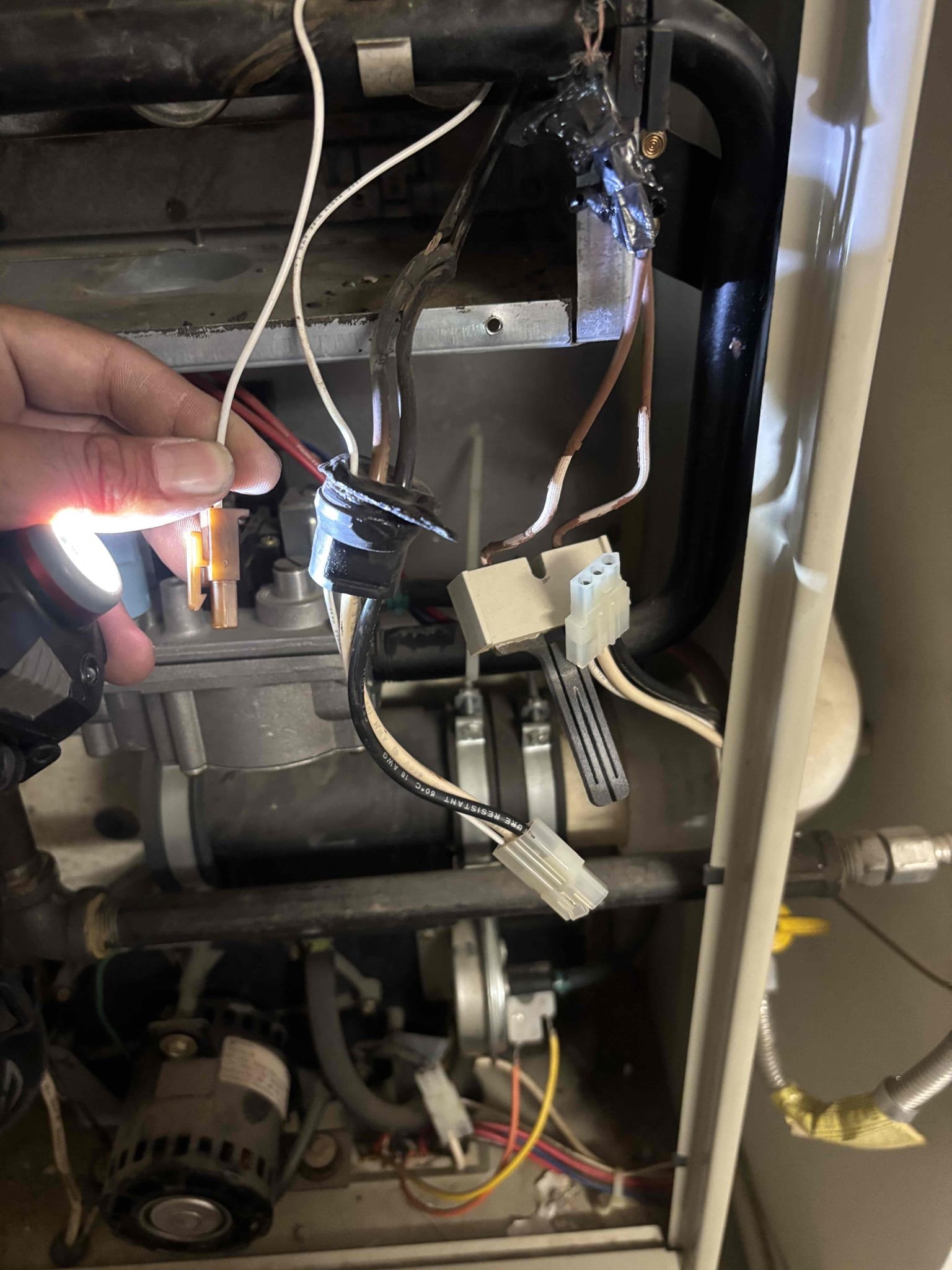 Was not able to install hot surface igniter at this time. Supply shop gave me the wrong part but we need to check with supply shop again to see if they have the right connector needed will inform Client that  if supply shop does not have the right connector he will not be able to fix furnace.