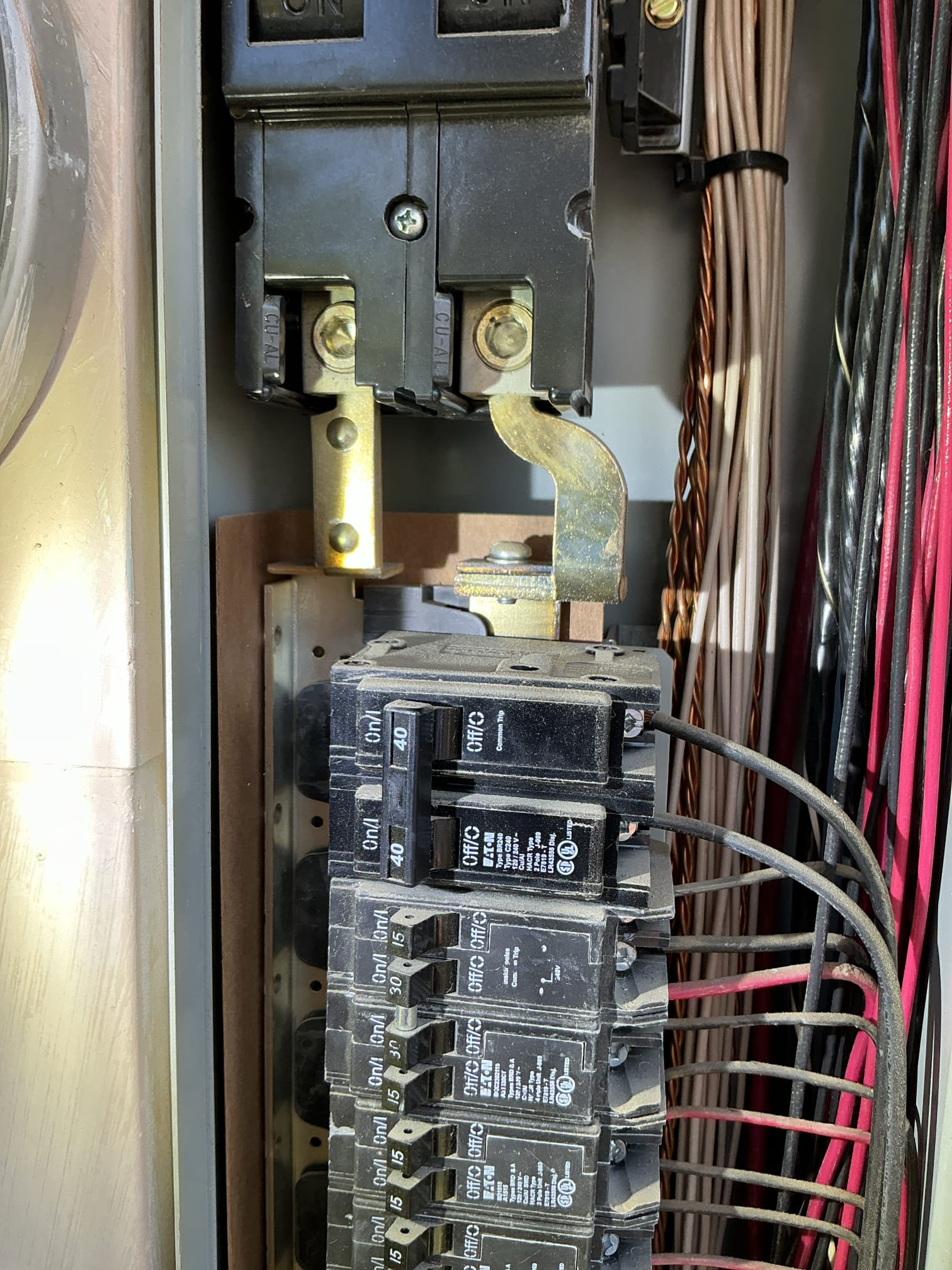 Arrived to troubleshoot non operational landscape lights in backyard and inspect panel as customer is having issues with power outs and the meter reading error message. During inspection of panel I noticed significant discoloration and overheating to the busing of the panel which could be part of the problem with their power issues. I recommended have SCE come out and inspect their meter. Additionally I recommended and provided an estimate to upgrade and change out their panel to a newer and safer main panel. Lastly I discovered some wires underneath the landscape transformers that were not connected correctly, after fixing the issue power was restored to the panel. 