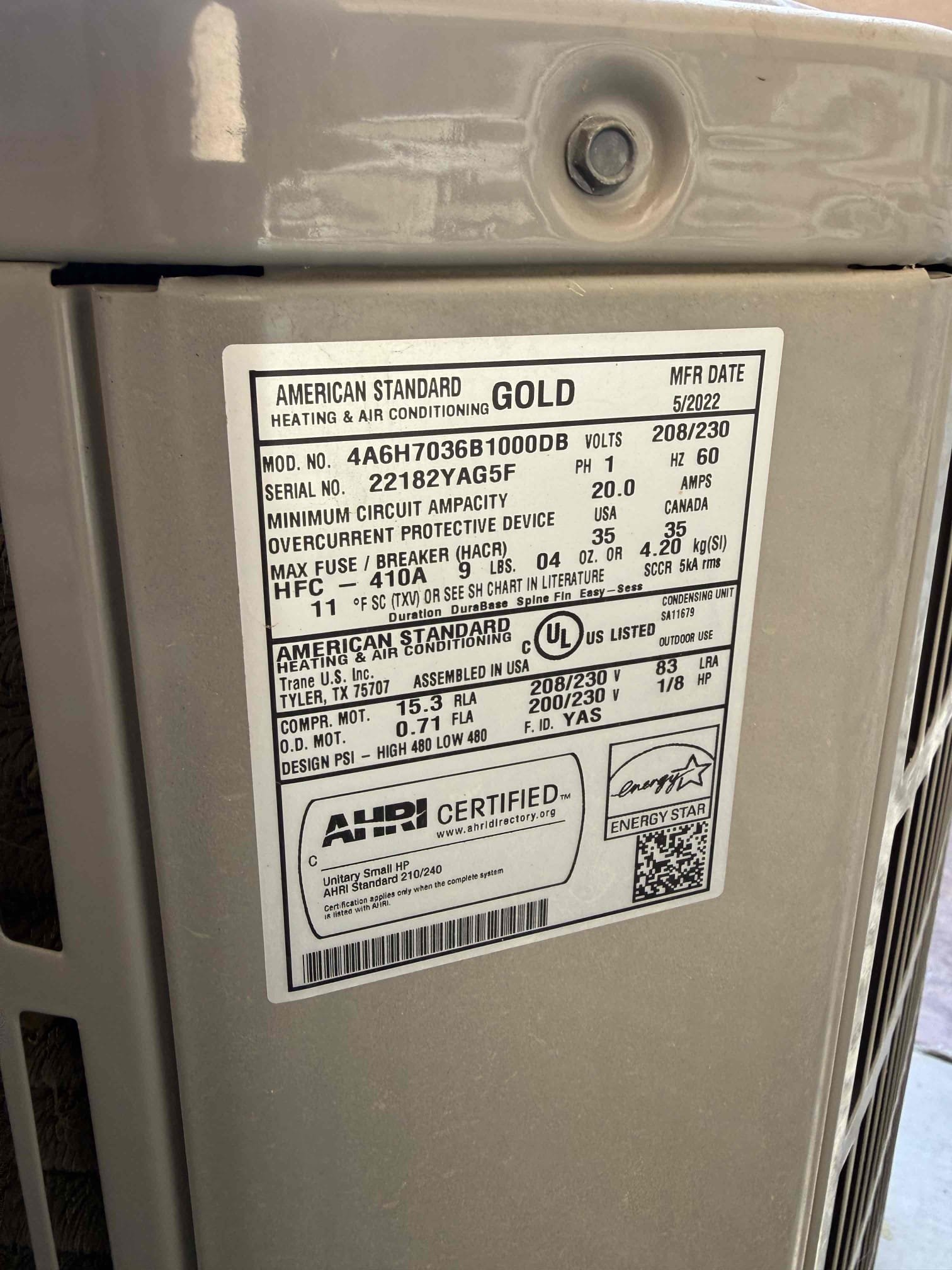Performed indoor/outdoor safety maintenance check on 2) 2022 American Standard Gold heat pumps. Cycled units in heating and cooling. FAUs are located in master bathroom attic access. Cleared condensation lines from faus. Client replaced filters prior to arrival. Followed sequence of operations and checked voltage, condenser fan motor amps, compressor start/run amps, capacitor, temperature split/rise, Freon levels, and rinsed condenser coils. Secured all electrical connections. Honeywell 8000 thermostats checked out operational. Systems are working properly at this time of service. Client renewed HFCP paid via check.
