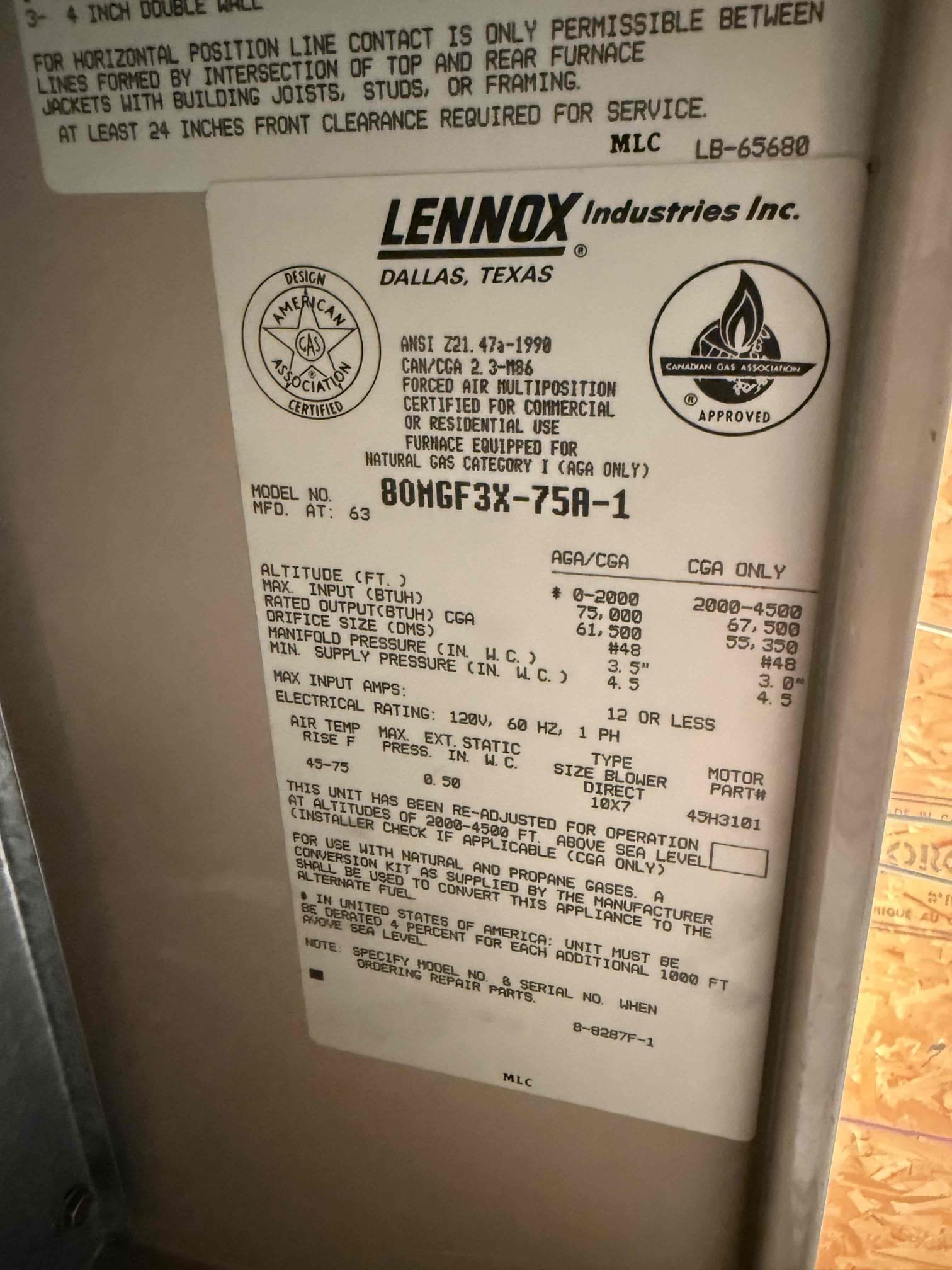 Performed indoor safety maintenance check on a 2016 Maytag furnace and a 15+ year old Lennox furnace. FAUs are located in separate attic access located in hallway and guest bathroom ceiling. Replaced customer supplied media filters located at hallway fau filter cabinet and living room ceiling. Followed sequence of operation and checked inducer fan motor, blower motor amps and voltage, checked resistance across all safety and limit switches. Cleaned out burners furnace. Verified heating sequence of operation is working properly according to manufacturer specifications. Checked and detected zero carbon monoxide. Checked temperature rise. Cleared condensation lines. Felt air leaking out of Maytag coil, sealed air gaps with sealant tape. Nest thermostats checked out operational. Both systems are working properly at this time of service. 