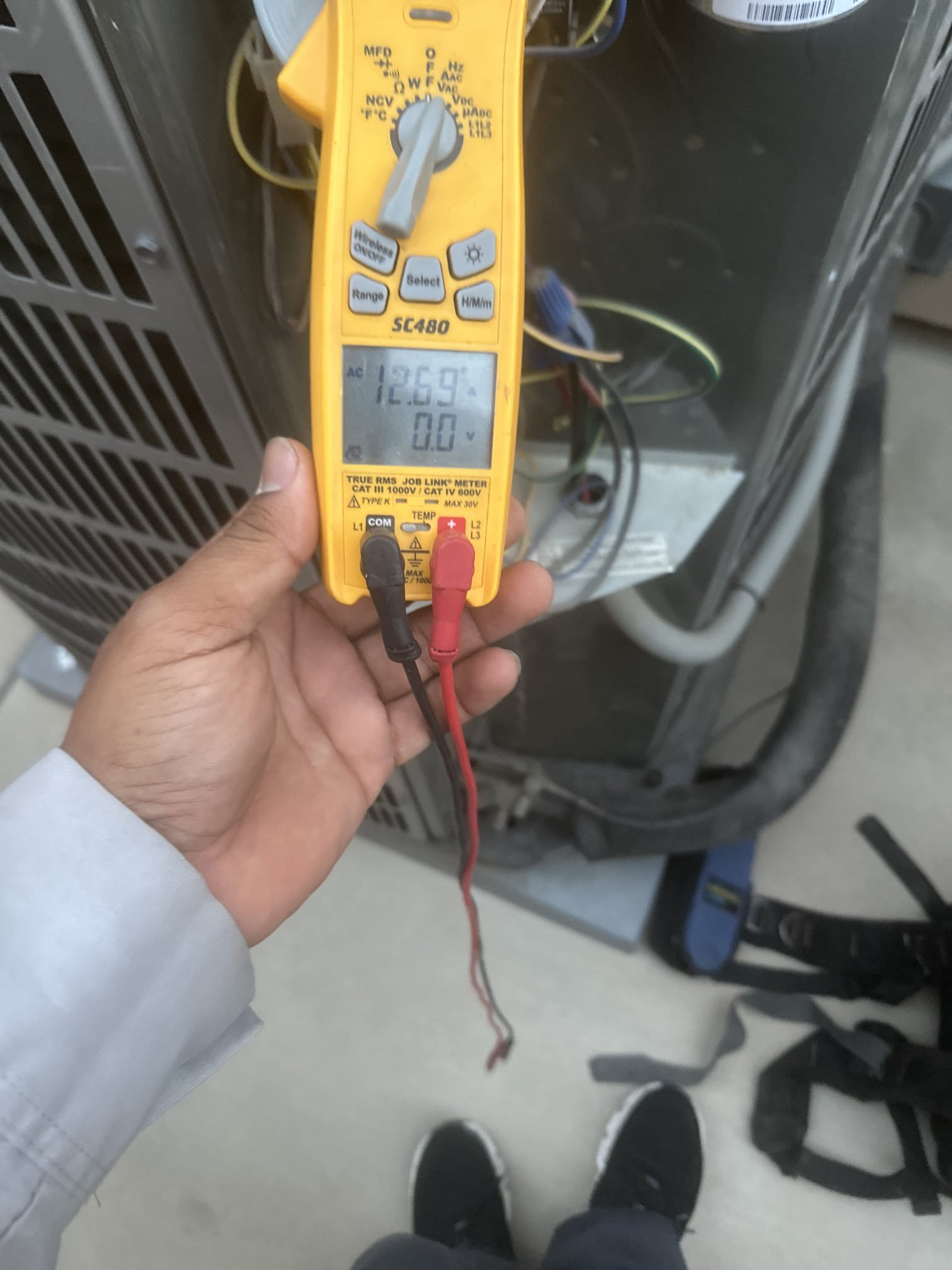 Demand Service – No Cooling
Equipment Information
Make: American Standard Gold
Year: 2022
Model: 4A7A7048B1000AA
Serial Number: 22373Y3MHF
System: Primary bedroom
Upon Arrival
Member has two systems and reported that the equipment supplying the primary bedroom was not cooling. Upon inspection, found indoor equipment operating, but outdoor equipment was not running.
Diagnostic Findings
Verified the outdoor equipment contactor was engaged but was not receiving high voltage at the line side. Traced the electrical supply back to the disconnect and confirmed no power was present. Further investigation revealed a tripped circuit breaker.
Reset the circuit breaker and restored power to the outdoor equipment. Performed the following diagnostic checks:
Verified compressor inrush current and operating amperage.
Checked condenser fan motor amperage.
Tested capacitor and confirmed it was within specifications.
Inspected condenser coil and found no excessive dirt or debris that would restrict heat 