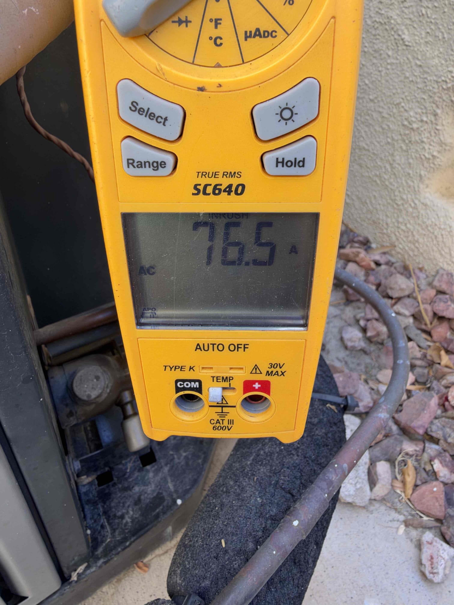 Maintenance on an American Standard gold series 4 ton upflow split system. FAU located in garage 20 x 25 filter at FAU. Condensation line cleared filter changed. American Standard thermostat working properly. Perform maintenance on mini split in Casita. Check system sequence of operation. Check compressor amps, check fan motor amps, check capacitor, check compressor saver, check Freon and pressure, check fuses and disconnect box, check pressure switch, check inducer motor, check 24 V on gas valve, check flame sensor and igniter, check temperature. Upon maintenance inrush above manufacture spec. Compressor kit no longer good notify client recommend replace. Client agreed and signed estimate. Install new compressor saver kit. Showed client the results. System is working per manufacture spec.