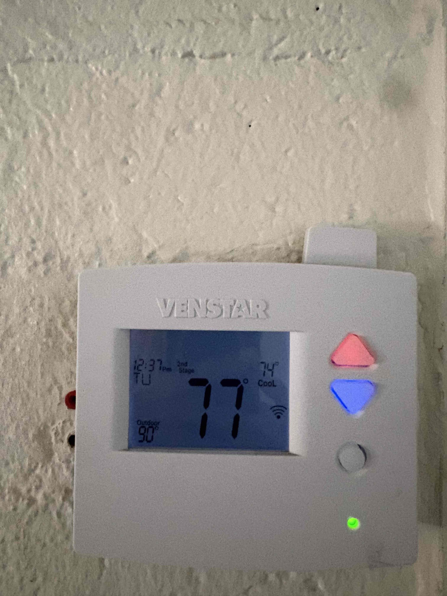 Today’s cooling preventative maintenance consisted of one package unit on the roof. I first began with replacing the 2030 filter and the thermostat is properly calling for cooling with no alerts or errors. All of the cooling sequence of operations checked out amps checked out and the fan amps also checked out following with the capacitor testing in the correct range. Surge protection is good. Temperature split is accurate. Condensation line is draining off the roof with no obstructions to the line. Overall, the unit is cooling and operating to the manufacture specs at this time of today’s cooling maintenance.