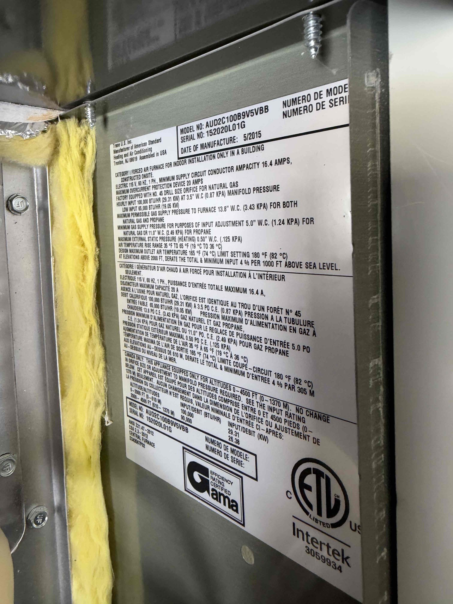 Maintenance on two American standard gold series 4 ton upflow split system. Both FAU is located in garage washable filters at each FAU. Condensation line severely clogged. Condensation lines cleared and filters washed. Two Honeywell thermostat working properly. Check both system sequence of operation. Verified all electrical and safety. Checked pressure, switch, checked inducer fan motor, checked igniter and flame sensor, check 24 V on gas valve, checked, compressor amps, checked fan motor amps, checked capacitors, checked fuses and disconnect box, upon maintenance notice one outdoor unit compressor saver kit no longer good inrush above manufacture spec. Notified client one of the FAU air handlers, condensation line severely clogged. Recommended replaced compressor saver kit and add two water safety switches. Client agreed and signed estimate. Install two water, safety switches, and compressor saver kit. Both systems are working at time of maintenance. 