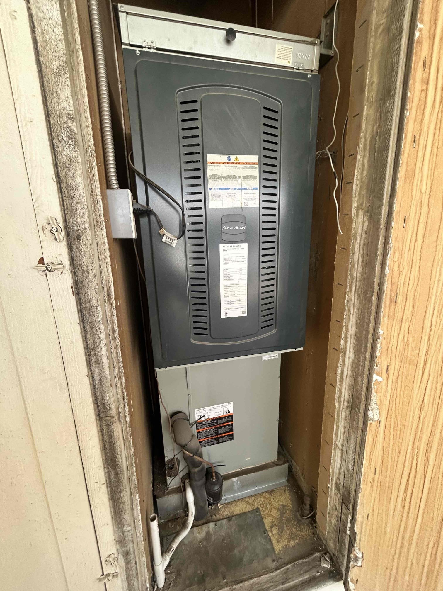 Performed annual maintenance on American Standard 5-ton downflow heat pump system. Replaced the existing 20” x 25” air filter.
Completed full system inspection and operational check, including:
 Checked system sequence of operation.
* Checked blower motor amperage and operation.
* Checked temperature rise.
* Inspected electrical components and connections.
* Inspected the 24V control circuit and verified proper operation.
* Checked capacitors.
* Checked blower motor amperage.
* Cycled the system through operation and verified proper performance.
Ductwork Inspection / Airflow Concern

Client stated there is minimal airflow in one room and advised that a duct modification was previously performed when the unit was installed.

Inspected the duct system underneath the house and found multiple sections of ductwork with deteriorated insulation and insulation that is falling apart. Also found animal feces throughout the area surrounding the ductwork. Duct is getting 68 degrees still attached.