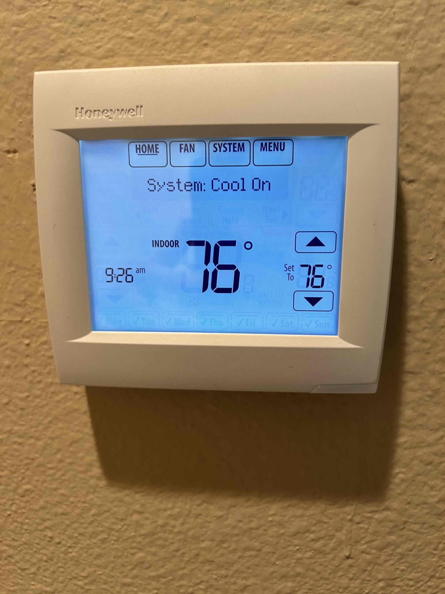 Performed annual maintenance on a 2014 American Standard split-system. Replaced 20 air filters located throughout the upper-wall and hallway filter Honeywell 8000 tstat checked in rang for both cooling and heating operation. Checked overall system operation, capacitor, blower motor amperage, gas valve, and igniter/flame-sensing components.

Cycled the cooling system and checked compressor amperage, fan motor operation, and capacitor.

Cleared the condensate drain line to ensure proper drainage and verified the system is draining correctly.

The client currently has a surge protector installed on the furnace. Recommended adding a surge protector to the outdoor condensing unit for additional equipment protection.

Washed/cleaned the system and verified proper operation at completion of service