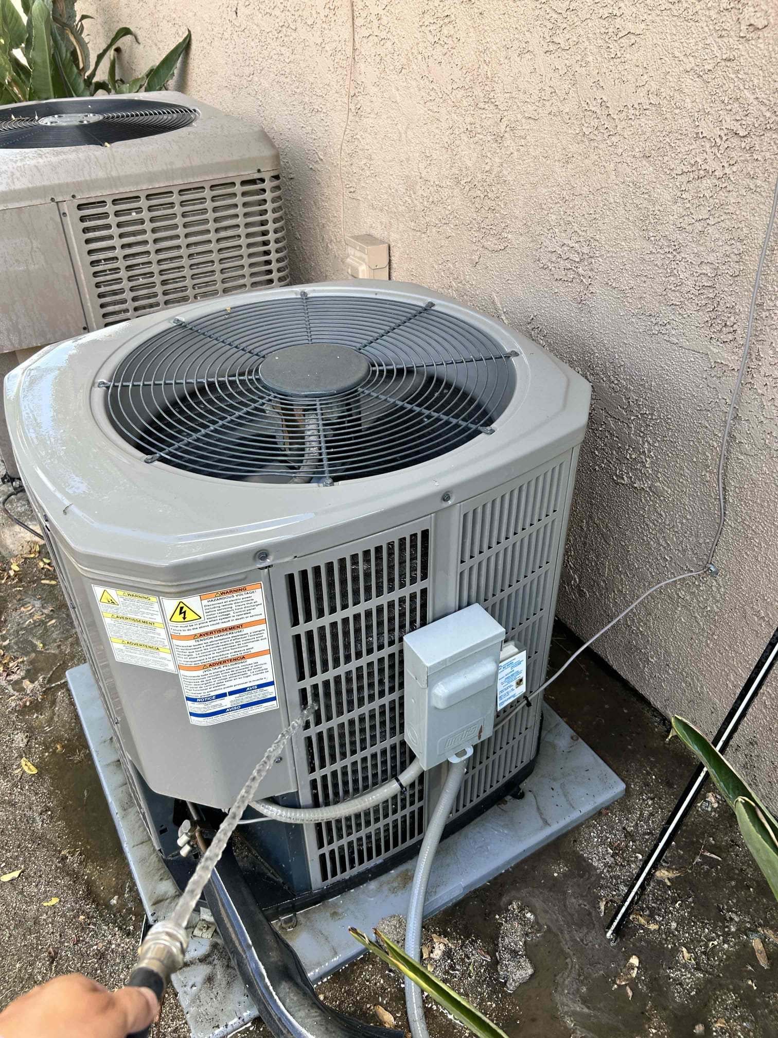 Performed annual maintenance on the 2018 American Standard straight cool split-system system.

* Changed out 16x25 filter in the upflow gas furnace indoor closet/ and inspected it.
* Inspected and cleaned the condensate drain and verified that it is draining properly.
* Inspected the outdoor condensing unit located in the backyard.
* Checked system operation and safety controls, including the safety switches, blower motor, igniter, and low-voltage components.
* Cycled the system into cooling mode and verified proper operation.
* Confirmed the contactor engages, compressor starts and operates properly, and the outdoor fan motor is running. T6 Honeywell tstat checked in range 
* Tested the dual-run capacitor, rated at 40/45 µF. Capacitor readings indicate it is reaching its rated values; however, a replacement capacitor estimate will be provided as a preventative recommendation.
* System is currently operating properly in cooling and heating mode.

Recommendation: Provide an estimate for