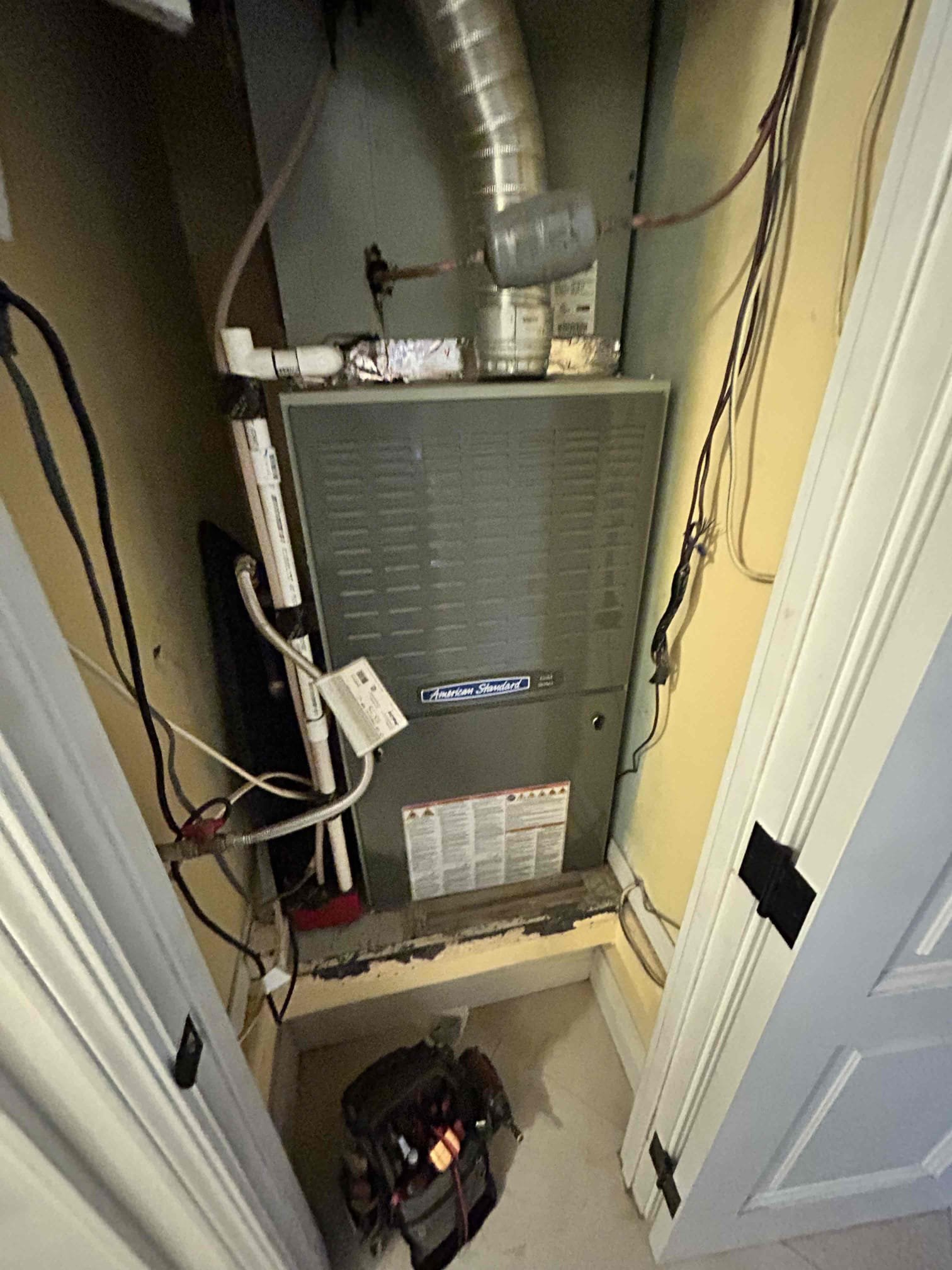 Performed annual preventive maintenance on the 2015 5-ton American standard platinum Series split-system unit.

* Replaced 20” x 25” air filter located in the filter rack inside the closet.
* Inspected the condensate pump and verified proper operation.
* Inspected electrical components and checked system safety switches
* Checked blower motor amperage.
* Inspected capacitor and electrical connections.
* Inspected gas valve and flame igniter.
* Cycled the system through cooling operation and verified proper operation.
* Checked the compressor capacitor, rated at 45 µF; measured 40+ µF.
* Provided an estimate for capacitor replacement.
* checked the control module and related circuitry.
* Verified sequence of operation for both cooling and heating modes.
* Checked system operation in both cooling and heating and confirmed proper operation at the time of service