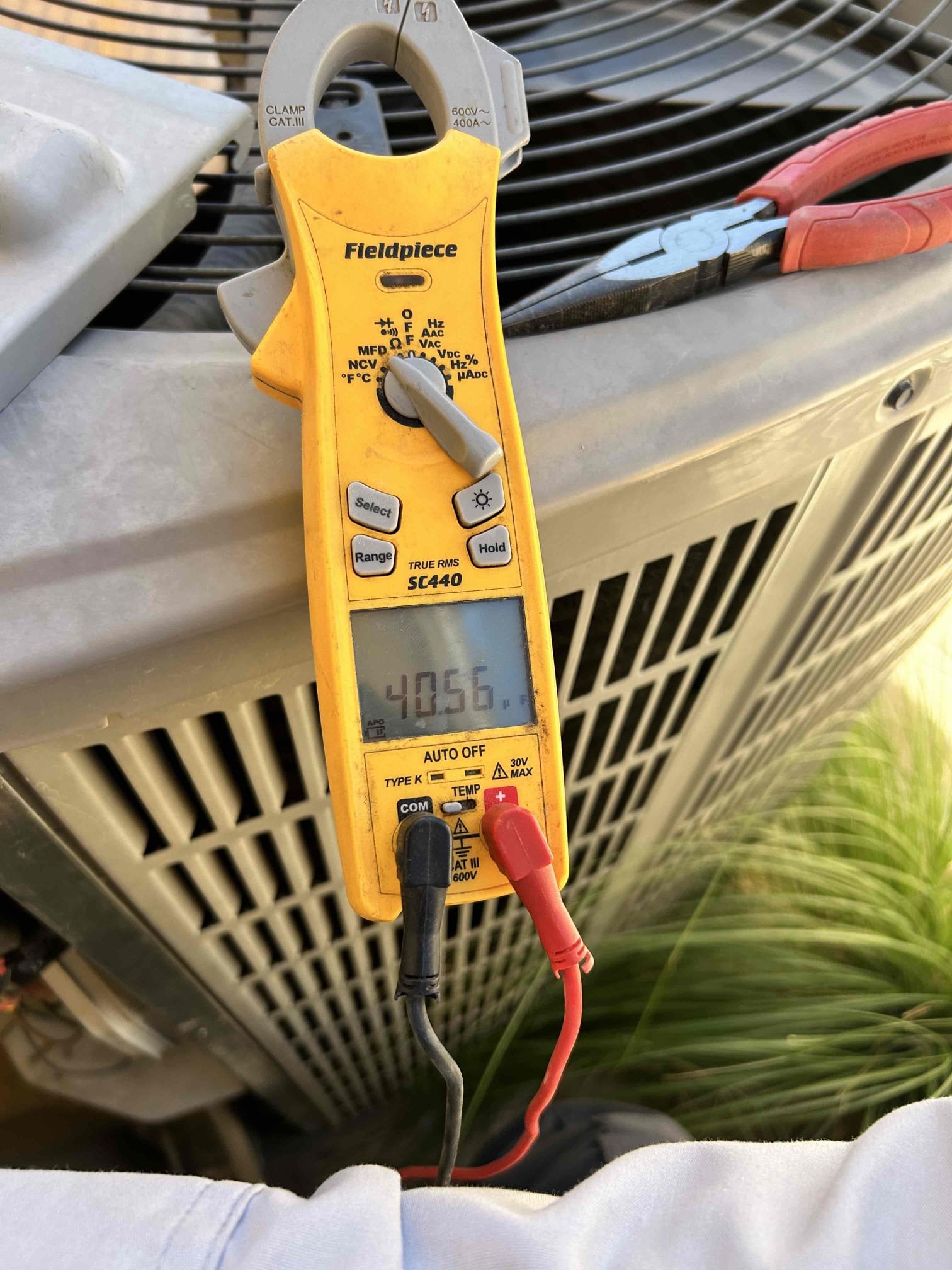 Performed annual preventive maintenance on the 2015 5-ton American standard platinum Series split-system unit.

* Replaced 20” x 25” air filter located in the filter rack inside the closet.
* Inspected the condensate pump and verified proper operation.
* Inspected electrical components and checked system safety switches
* Checked blower motor amperage.
* Inspected capacitor and electrical connections.
* Inspected gas valve and flame igniter.
* Cycled the system through cooling operation and verified proper operation.
* Checked the compressor capacitor, rated at 45 µF; measured 40+ µF.
* Provided an estimate for capacitor replacement.
* checked the control module and related circuitry.
* Verified sequence of operation for both cooling and heating modes.
* Checked system operation in both cooling and heating and confirmed proper operation at the time of service
