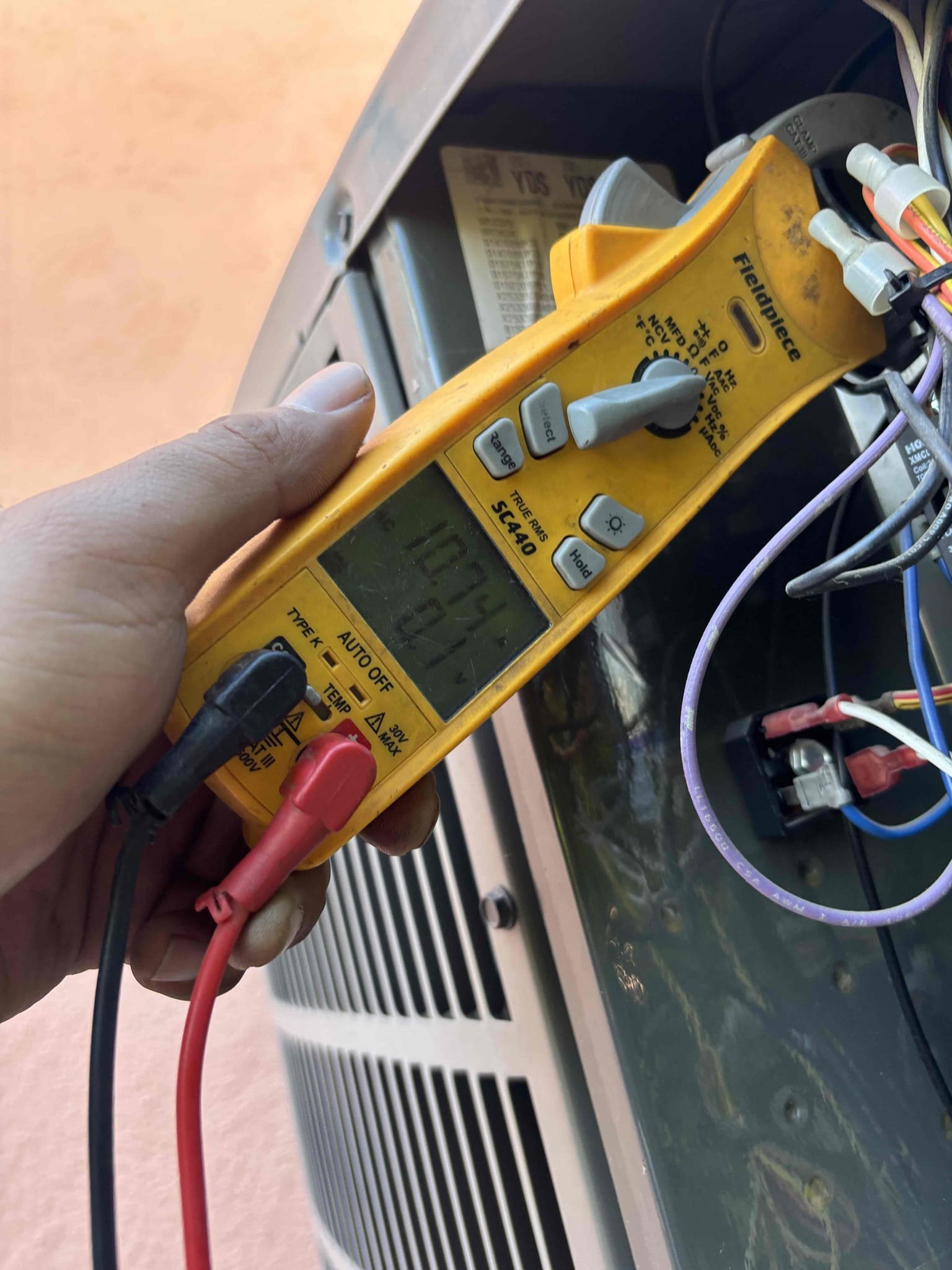 Performed a heating and cooling maintenance on a heat pump split system. Check sequence of operation by checking out all electrical and temperature rise. Also check out refrigeration levels in cooling mode at this time. System is both heating and cooling down the house properly. No errors or alert present. Make sure to clean out, condensation line, and change out filter. Finish maintenance by washing down outdoor unit. Client had a low battery pop-up on thermostat informed Client Client informed me she will change out her own batteries. Also inform Client next summer visit would recommend replacing rent capacitor rated for 30 was getting 27 at this time.