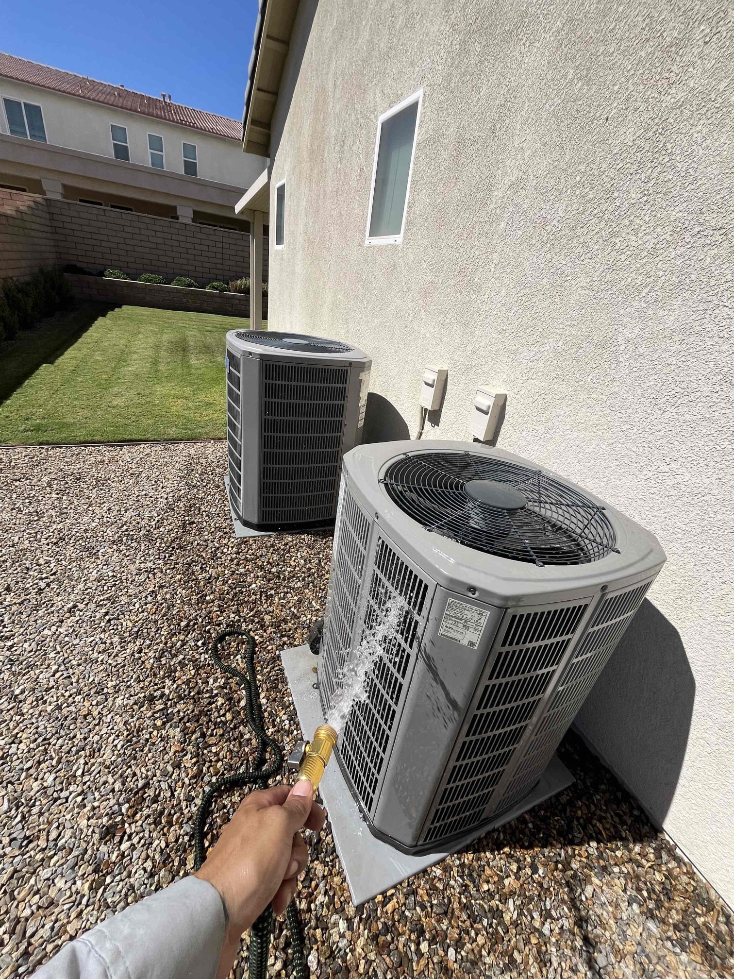❄️🔥💨
Semi annual HVAC false service
Replaced filters throughout the house and left 20 x 30 filter replacement
Cycle equipment followed system, sequence of operation
Check blower motors, refrigerant/temperature split, verified reverse involve operation, 1050 thermostat checked out OK
Clean air handler and mechanical platform

Upon arrival, client informed me that upstairs air handler was making an odd noise
Inspected air handler checked any moving parts that can cause a vibration, 
Open a blower motor compartment, blower blades make sure nothing was stuck in wheel, inspected evaporator compartment. Make sure nothing was restricting airflow.
Blower motor amps are within range. Blower wheel was properly attached to motor.

Add cleanout port before P-trap on both systems cleared condensation lines
Rinsed both , condenser coils
✅
Equipment, checkout, operational, and within limits