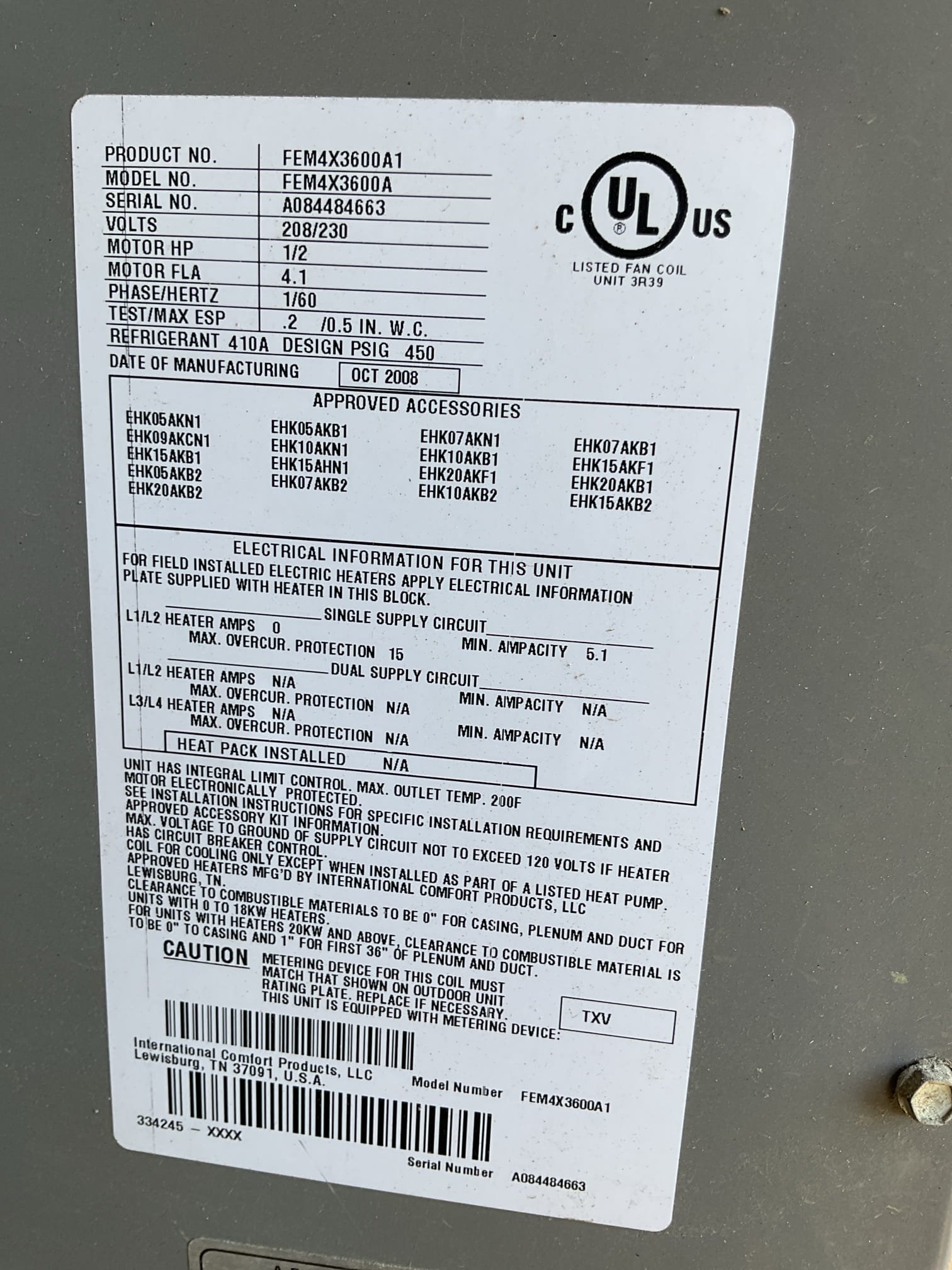 Indoor unit safety inspection and maintenance. After checking refrigerant temperature and pressure, found system to be low on refrigerant. Noticed oil and moisture on low side vapor line. I would suspect the Schrader valve to be faulty, leaking refrigerant from the port, so I took the liberty of replacing the Schrader valve with a new one. Charged system with 2 pounds of refrigerant to restore proper subcool temperatures. Checked running/starting capacitors and electrical motors. Washed air filter. Confirmed TXV metering device. Power shut off was through the service panel. Installed Jones valve and cleared primary condensate drain line. Cleaned air handler platform. System is currently servicing the home at the time of maintenance. 