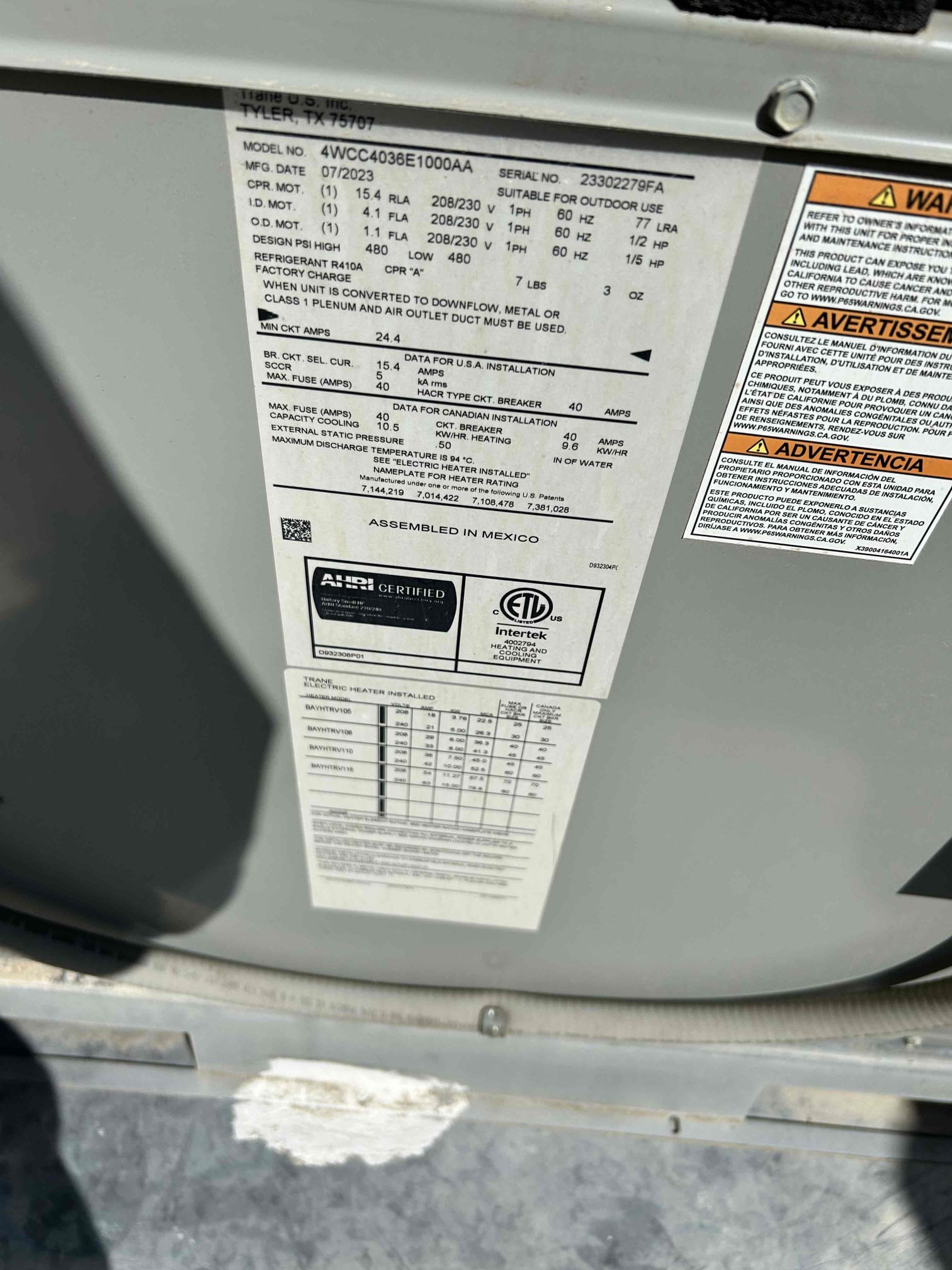 Performed annual preventative maintenance on a 2023 American Standard 3-ton rooftop package unit.

• Replaced 16 × 30 air filter located on the upper wall near the entrance.
• Performed complete system operation check.
• Inspected electrical components and connections.
• Checked refrigerant levels.
• Tested capacitor; capacitor was within the normal operating range.
• Checked supply-air temperature at 115 temperatures were rising/operating properly.
• Performed a washdown and cleaned the condenser coils.
• Inspected evaporator coil and surrounding components for debris, organic growth, and other buildup; no significant issues were found.
• Verified system operation after maintenance.

System is operating properly and is currently in service.