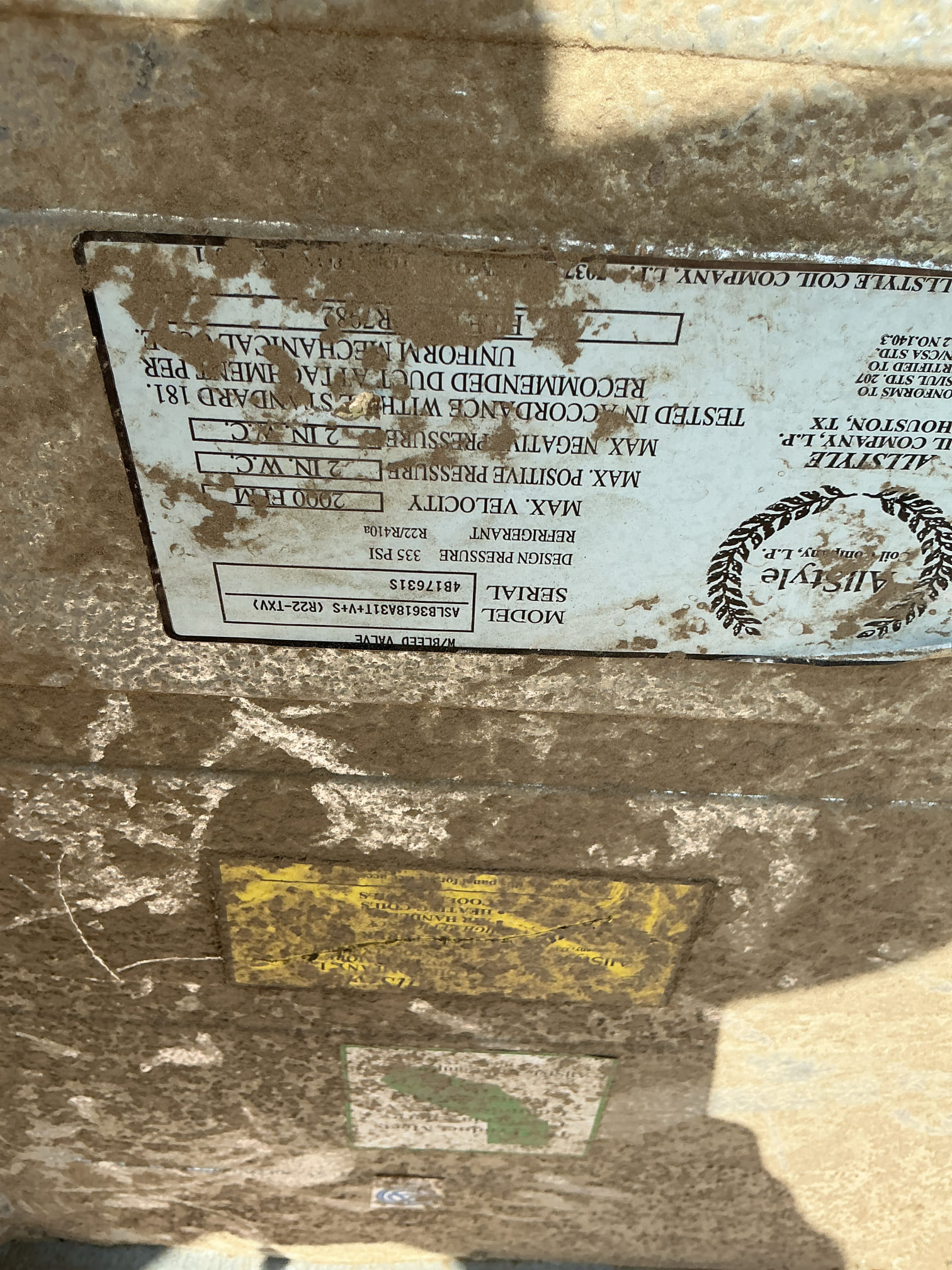 Installed 3 Ton American Standard Gold 17 Horizontal Split Heat Pump.