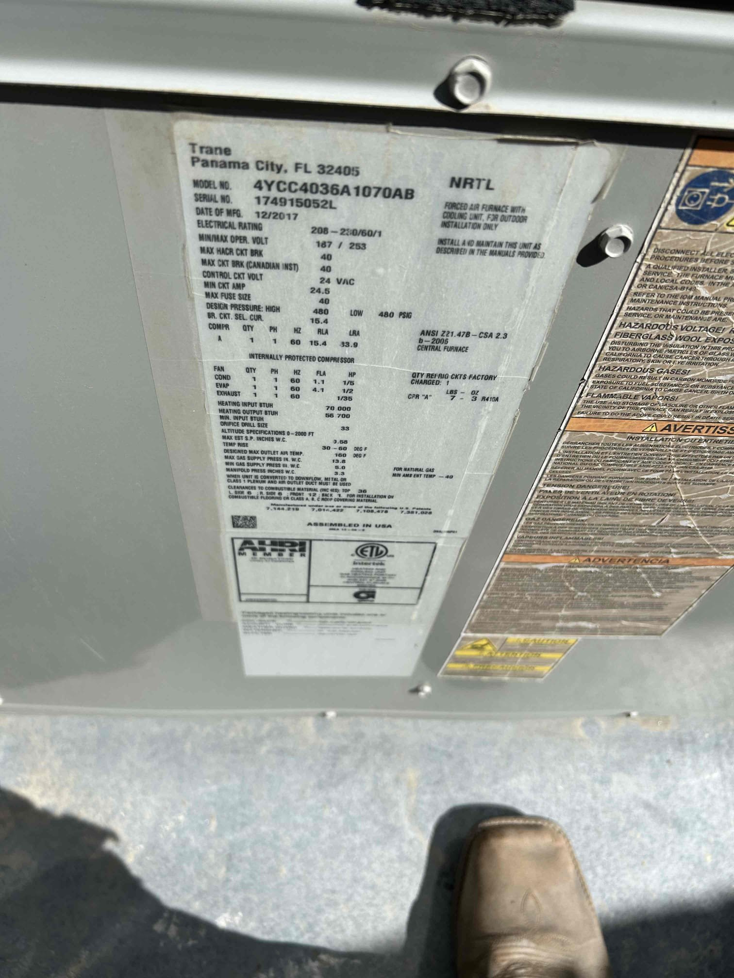 Performed annual preventive maintenance on the 3 ton 2017 American Standard rooftop package unit.
• Replaced the 20” x 24” air filter located in the upper wall.
• Checked cooling and heating operation and verified the system is operating properly.
• Checked both capacitors and verified readings were within range.
• Inspected the igniter and verified proper operation.
• Tested safety switches and confirmed proper operation.
• Inspected and cleaned the blower assembly.
• Checked all electrical components and connections.
• Cleared and flushed all condensate drains.
• Checked temperature rise; recorded approximately 111°F.
• Verified heating and cooling operation.
• Unit is operating properly at this time.

System Status: Operating properly.
Service: Completed.