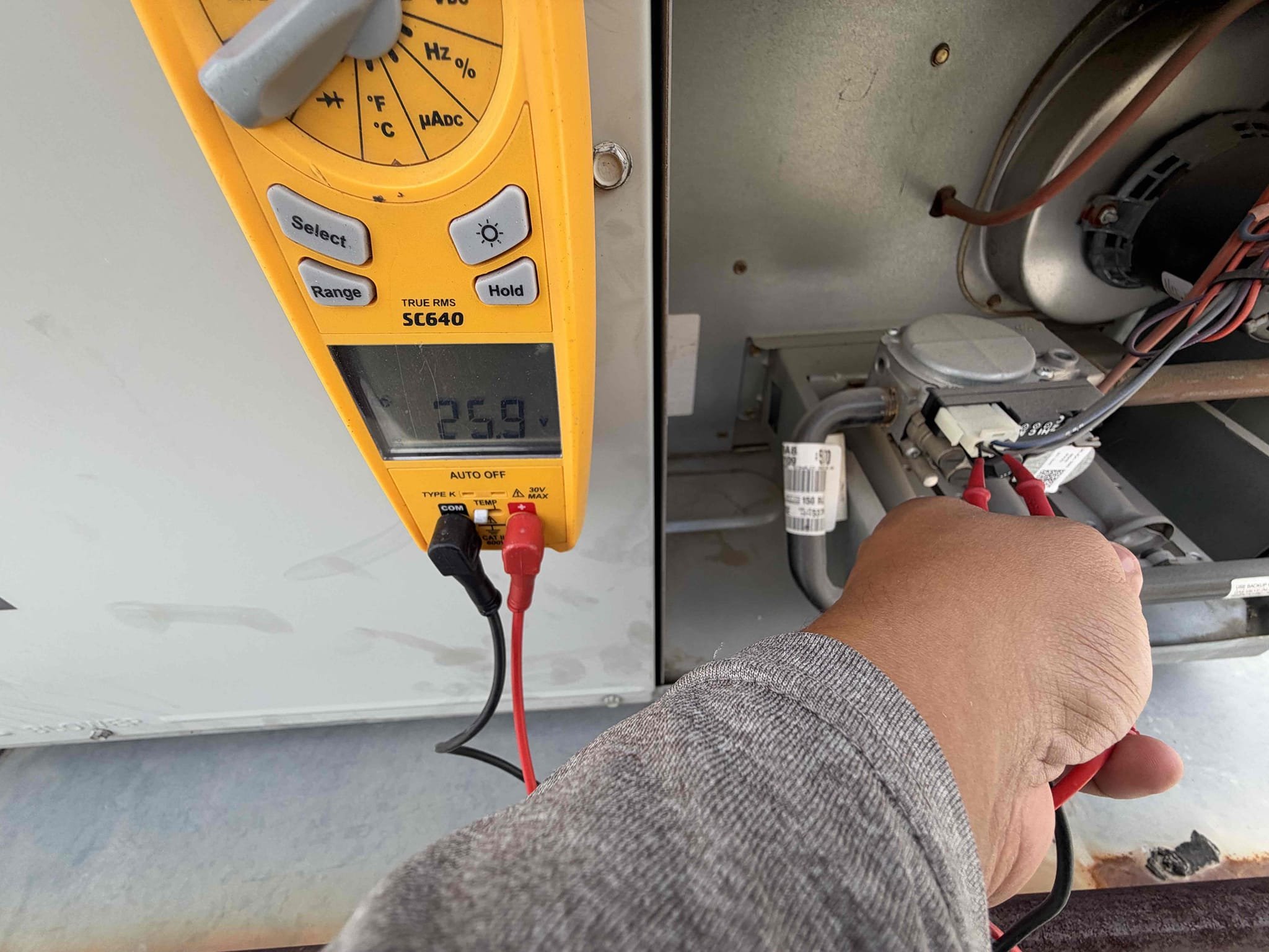 Maintenance on an American standard silver series 3.5 ton 2009 split system package unit. 14 x 30 filter in hallway attic access for ducting in hallway. Condensation line cleared filter changed. Honeywell thermostat working properly. Check system sequence of operation. Verified all electrical and safety. Checked inducer motor amps, checked pressure switch, checked flame sensor and igniter, checked capacitor, checked 24 V on gas valve. System is working at time of maintenance.