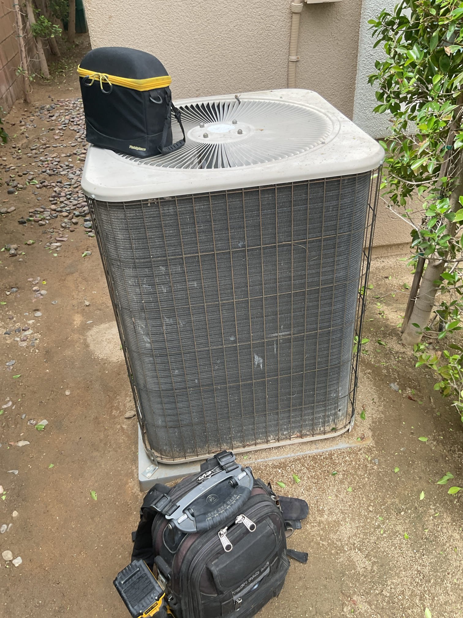 Performed annual maintenance on 2005 Lennox split system FAU located inside attic. Changed 10 x 10, 14 x 14 and 20 x 30 filters. Checked amps, volts, capacitor and cleaned electric electrical compartment. Check refrigerant levels, super heat, subcool, and temperature split. Cleared line from outside termination and washed condenser coil. Cycle system from Honeywell thermostat located on wall near master bedroom. Thermostat is operational. Found all electrical components and refrigerant levels to be within manufactured specifications. System is operating and cooling properly at time of service.