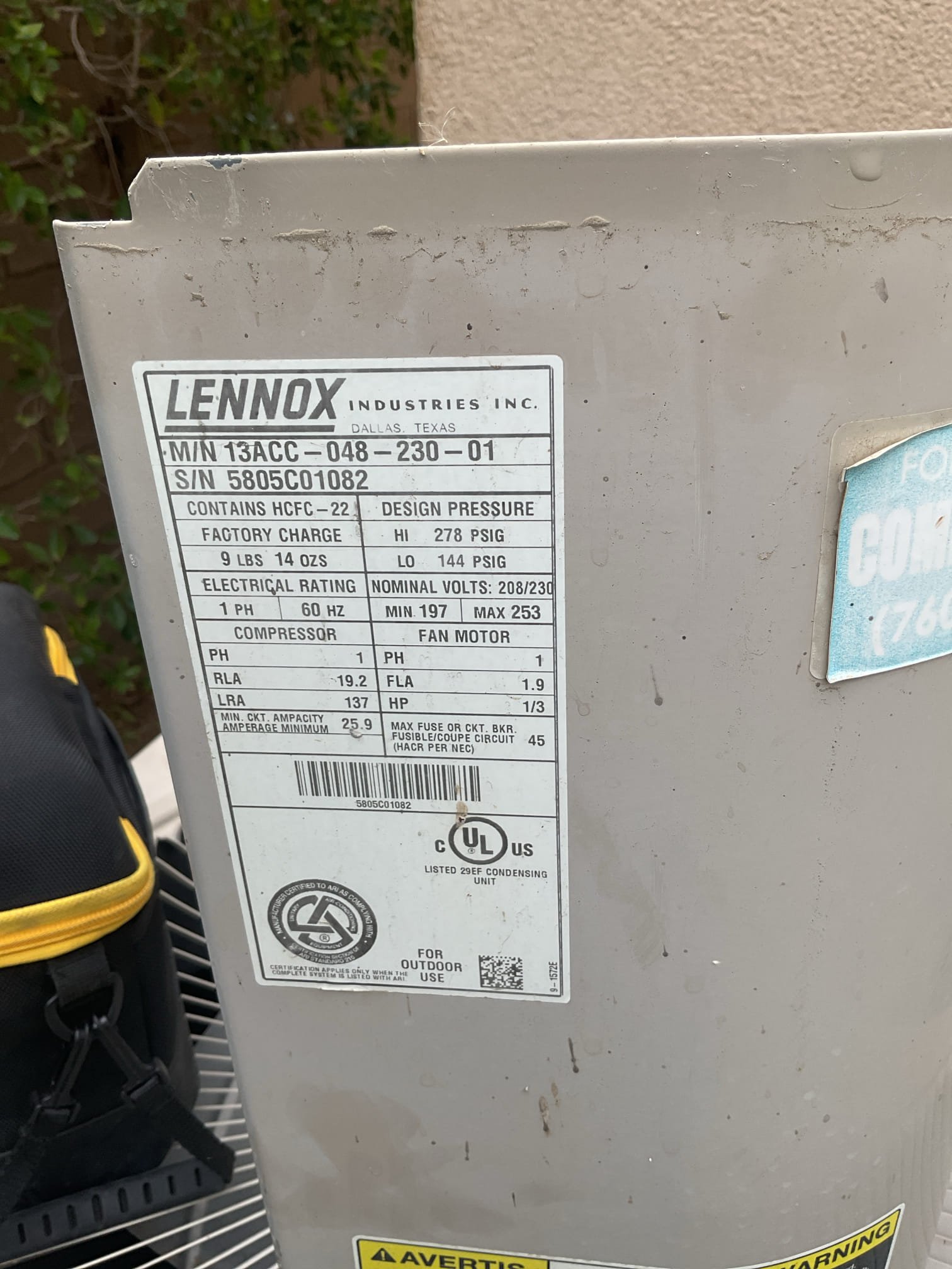 Performed annual maintenance on 2005 Lennox split system FAU located inside attic. Changed 10 x 10, 14 x 14 and 20 x 30 filters. Checked amps, volts, capacitor and cleaned electric electrical compartment. Check refrigerant levels, super heat, subcool, and temperature split. Cleared line from outside termination and washed condenser coil. Cycle system from Honeywell thermostat located on wall near master bedroom. Thermostat is operational. Found all electrical components and refrigerant levels to be within manufactured specifications. System is operating and cooling properly at time of service.