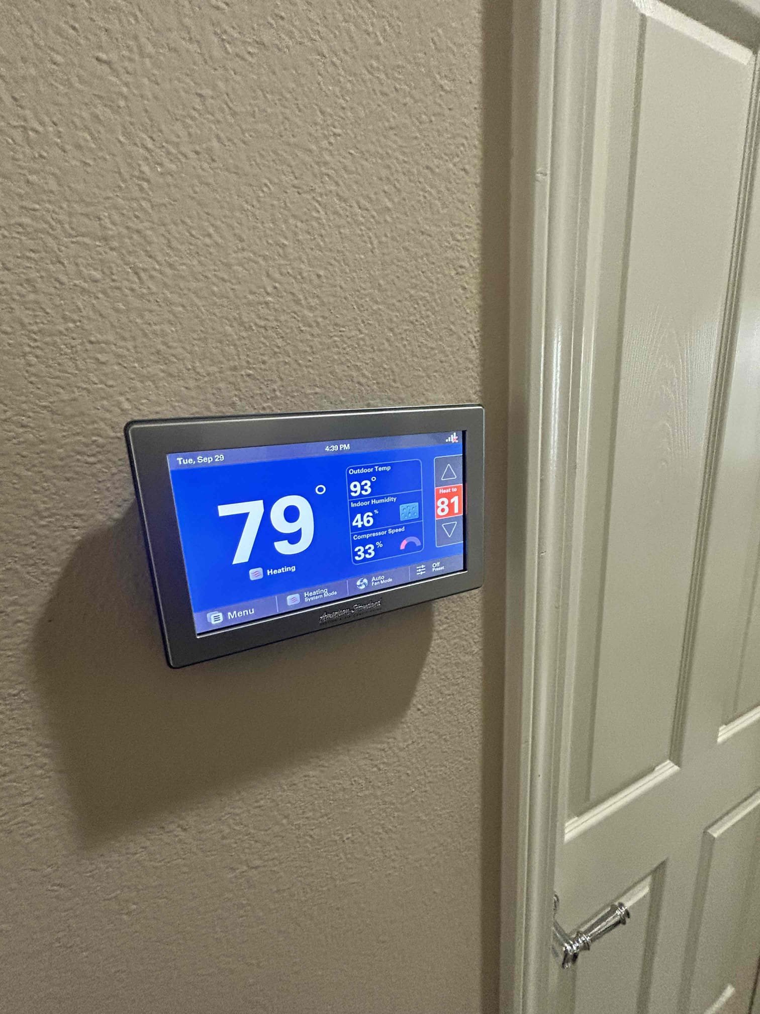 Performed annual preventive maintenance on 2023 5-ton American Standard split-system equipment.

* Replaced 16 x 30” and 14” x 14” air filters.
* Checked thermostat operation; 1050 thermostat displayed no system alerts.
* Cycled and tested the system in heating mode.
* Checked system operation and verified proper heating operation.
* Inspected electrical components and connections for proper operation and condition.
* Checked and inspected indoor and outdoor equipment.
* Inspected outdoor unit, including compressor operation and operating amperage.
* Checked system components for proper operation and abnormal conditions.
* Verified outdoor unit was operating with no active alerts.
* Completed visual and operational inspections of accessible equipment and components.

Final Operational Check:
System was tested in both cooling and heating modes and is operating properly at the time of service.