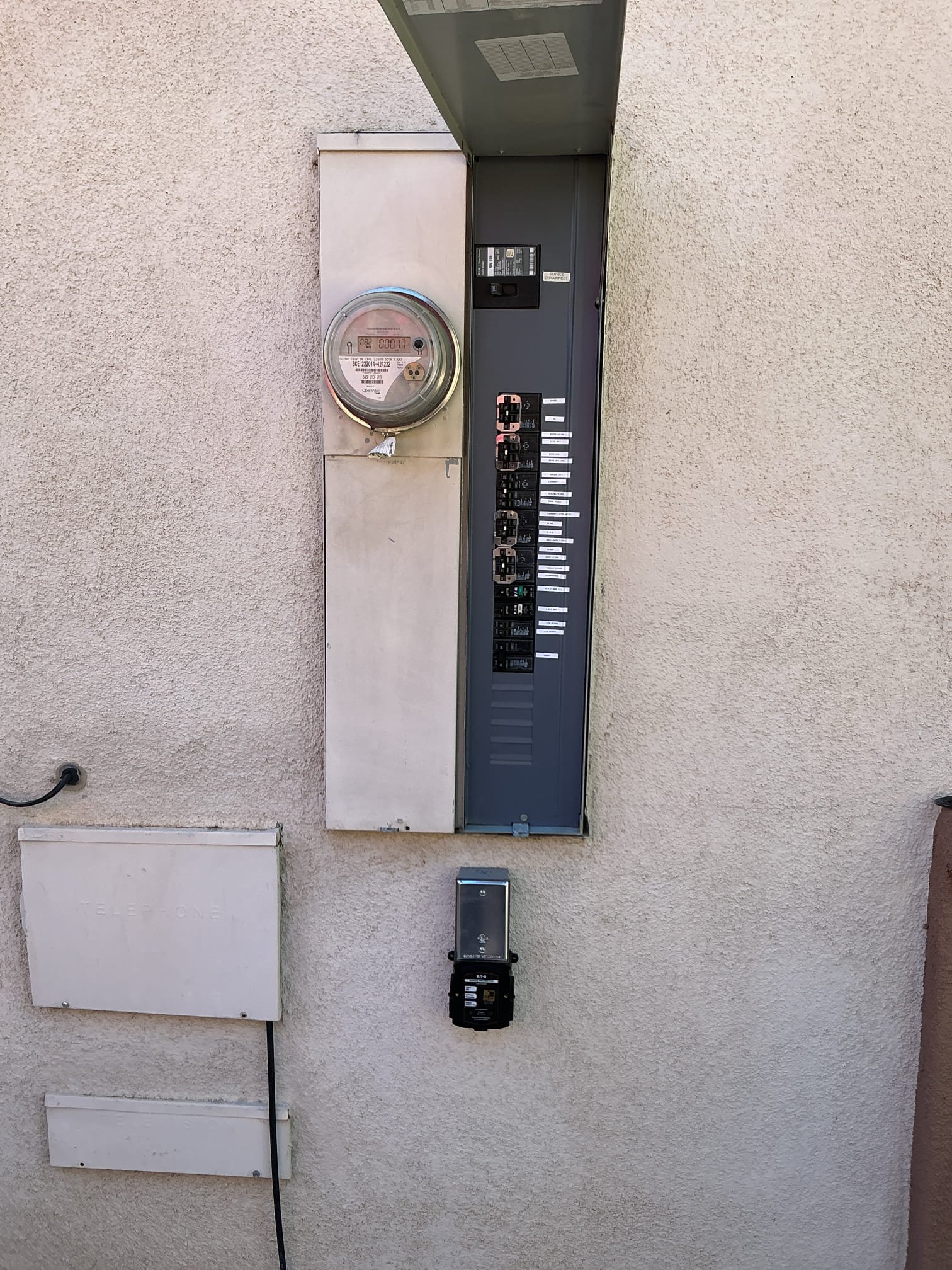 Arrived to perform a panel tune up and install a whole home surge protector. Cleaned interior of main panel and painted panel cover. Replaced each breaker individually. Installed surge protector underneath panel with a weather rated box. Labeled panel accordingly. Lastly we installed three bubble cover to exterior outlets, outlets were also replaced.
