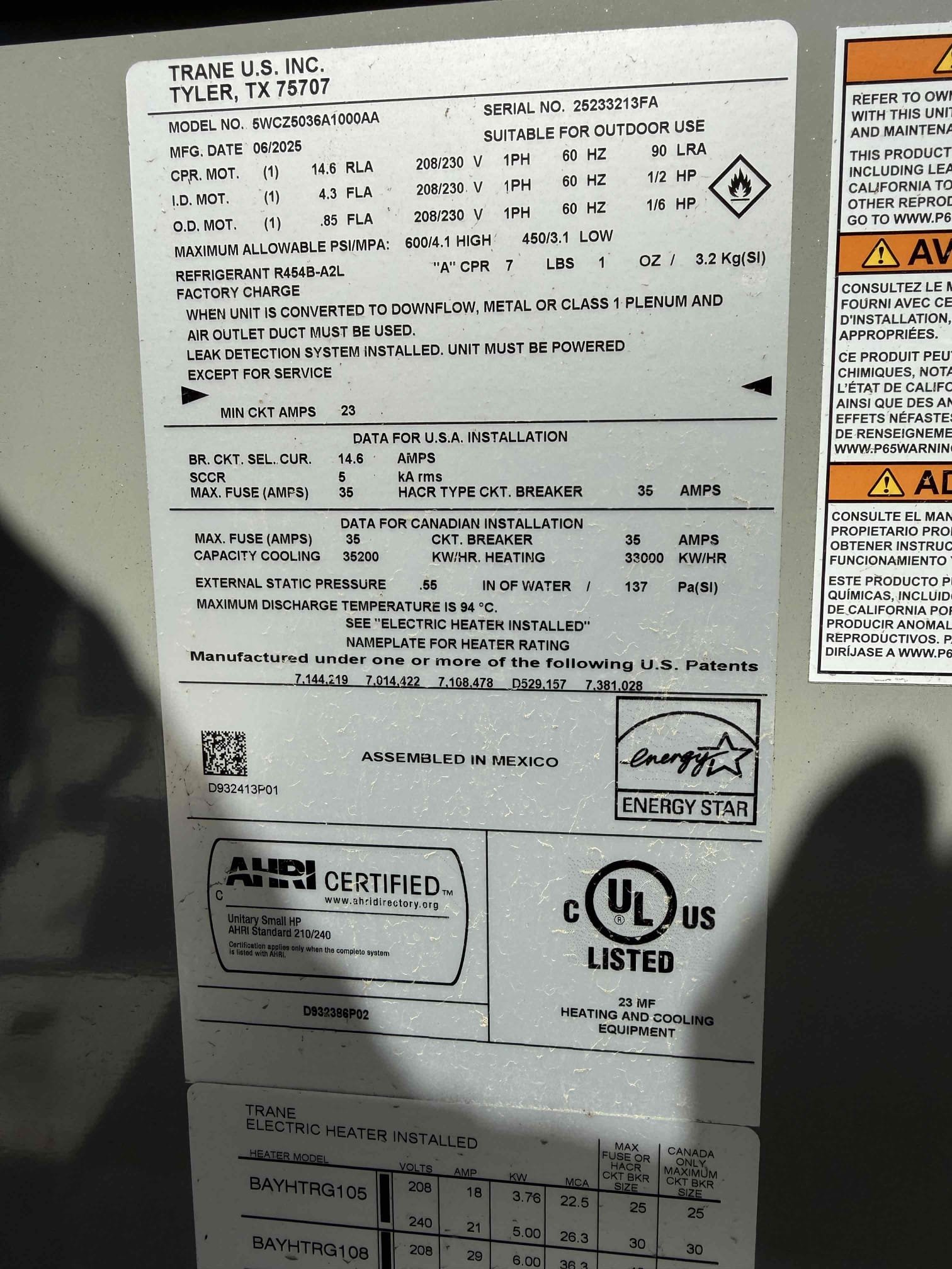 Performed annual heating maintenance on 2) 2026 American Standard heat pump package units. Client replaced lakes filters prior to arrival, left behind filters for client. Followed sequence of operations and checked voltage, amperage, temperature rise, refrigerant levels, capacitors, cleared condensation lines, and inspected evaporator coil and blower wheel for cleanliness. Everything checked out in range. Honeywell s200 thermostats checked out operational. Systems are working properly in heating at this time of service. Scheduled cooling maintenance on site with client. 

Client expressed a noise concern in the den, with no similar noise reported in other areas of the home. While the package unit is operating, a vibration noise can be heard coming from the closet area, and the noise becomes more noticeable when the closet door is closed. Informed client that the package unit is located directly above this area, with a relatively small attic space separating the unit platform from the i