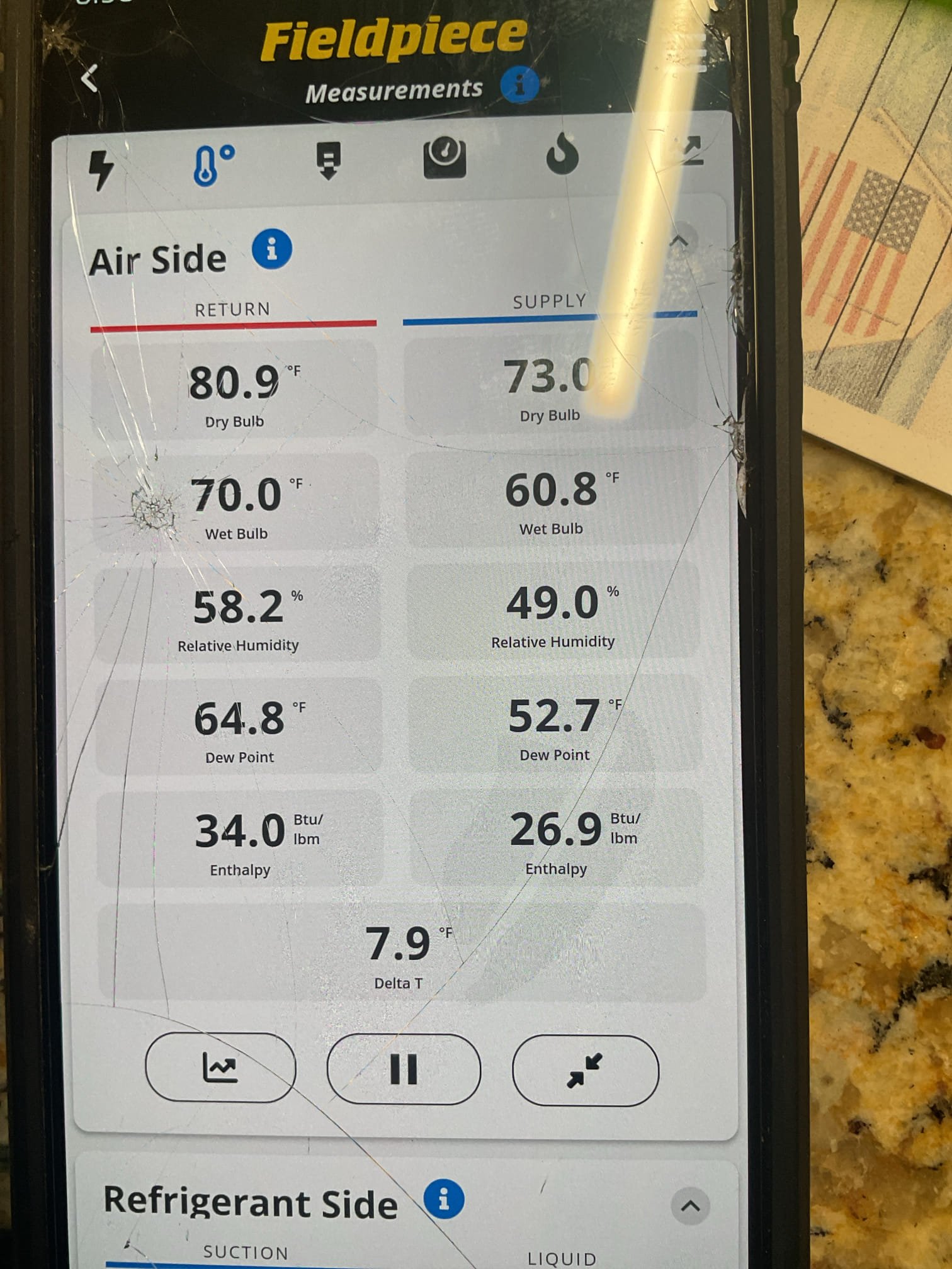 Rancho Mirage, CA - Indoor unit safety inspection and maintenance. Cleared condensate line with a pipe brush and replaced filter. Equipment executed the sequence of operation in heating with no carbon monoxide detected in the home. Checked temperature heat rise, static pressure measurements and blower motor amp draw (see technician notes). Pre-booked next service for April. Starbucks card given.