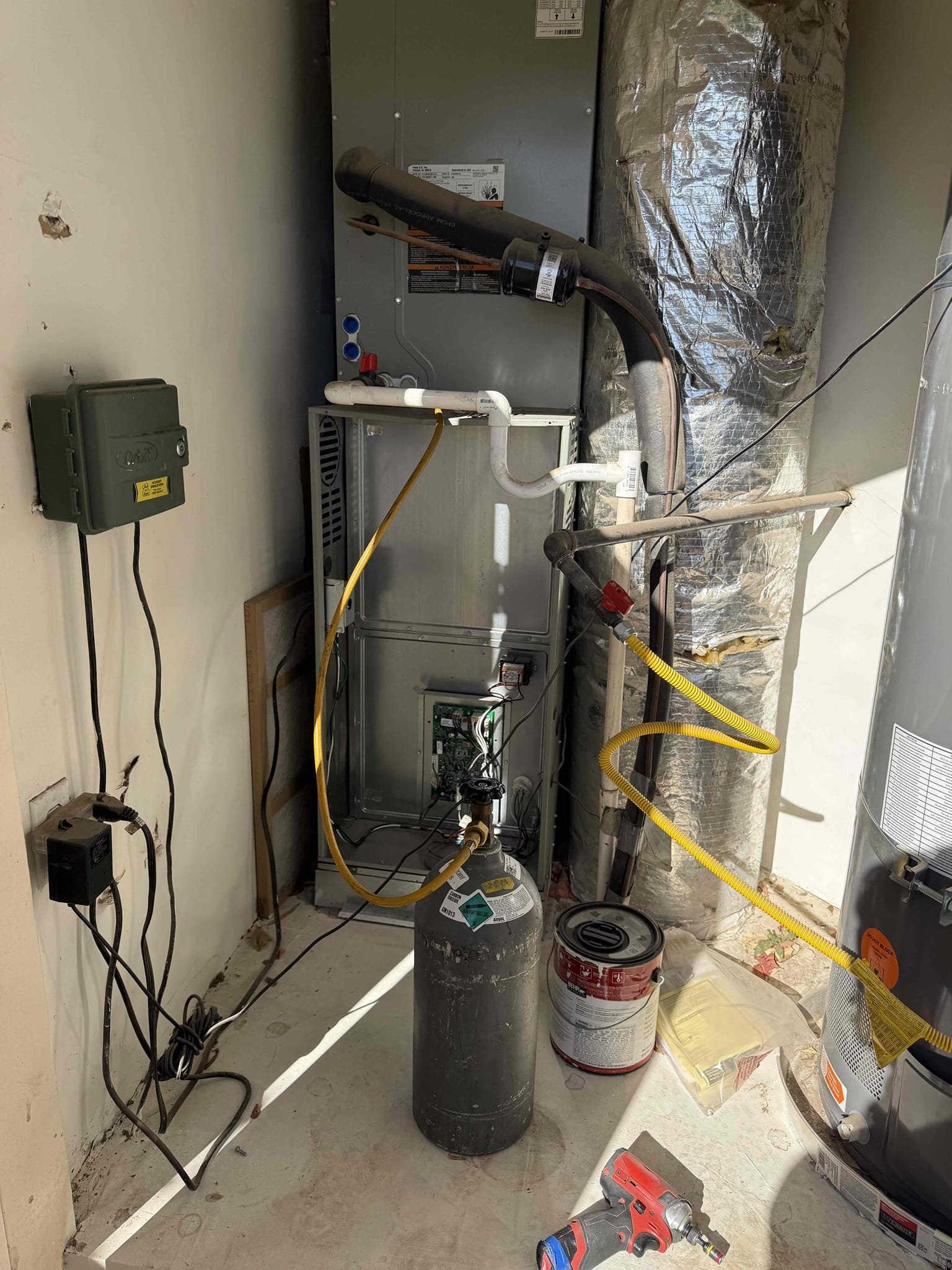 Performed annual heating maintenance on 2) 2022 American Standard Gold 3ton and 4ton heat pumps. Upflow FAUs located in garage and outdoor closet. Replaced 20x25 and 16x25 filter located in filter cabinet. Cleared condensation lines from jones valves. Followed sequence of operations and checked voltage, amperage, capacitors, temperature rise, Freon levels, dusted off electrical compartment and checked static pressure in cooling. Rinsed condenser coils. Honeywell 8000 thermostats checked out operational. Both systems are working properly in heating at this time of service. Gave client Starbucks gift card. Office to contact client to collect for HFCP renewal. 