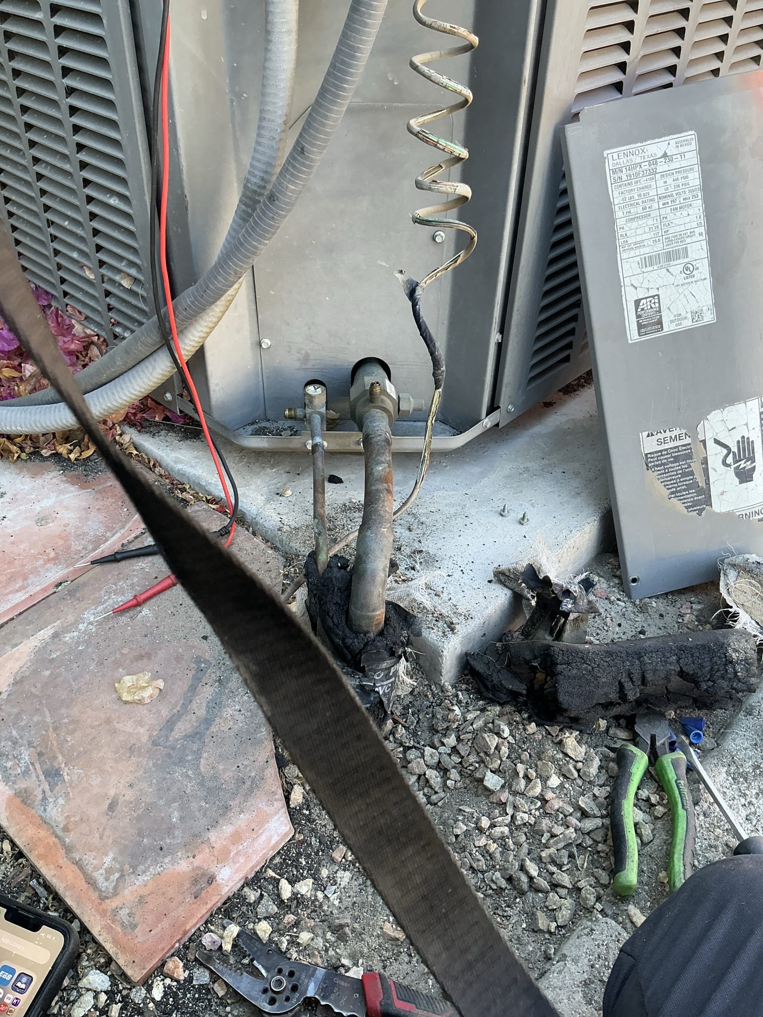 Palm Springs, CA - Second opinion on 2010 Lennox. Previous company said to replace unit due to low voltage wires sun rotting. Verified sequence of operation is working properly at this time. Home is tenant occupied. Advised home owner over phone. Equipment is past life expectancy though is operational. Recommend routine maintenance plan to keep equipment clean and operating. Repaired low voltage wires and re insulated refrigeration lines. Attached estimate below for maintenance plan