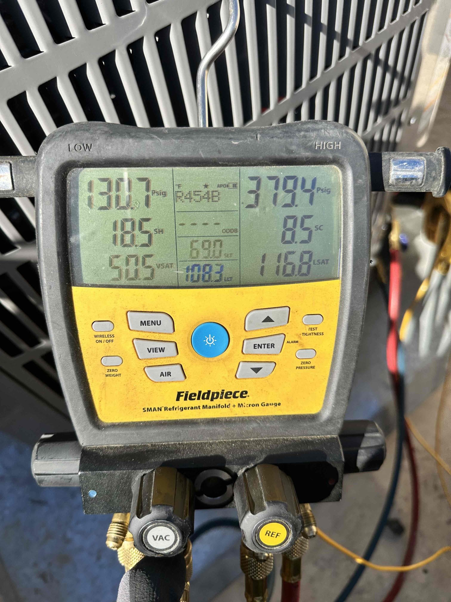 Installed warranty compressor unit is up and cooling 