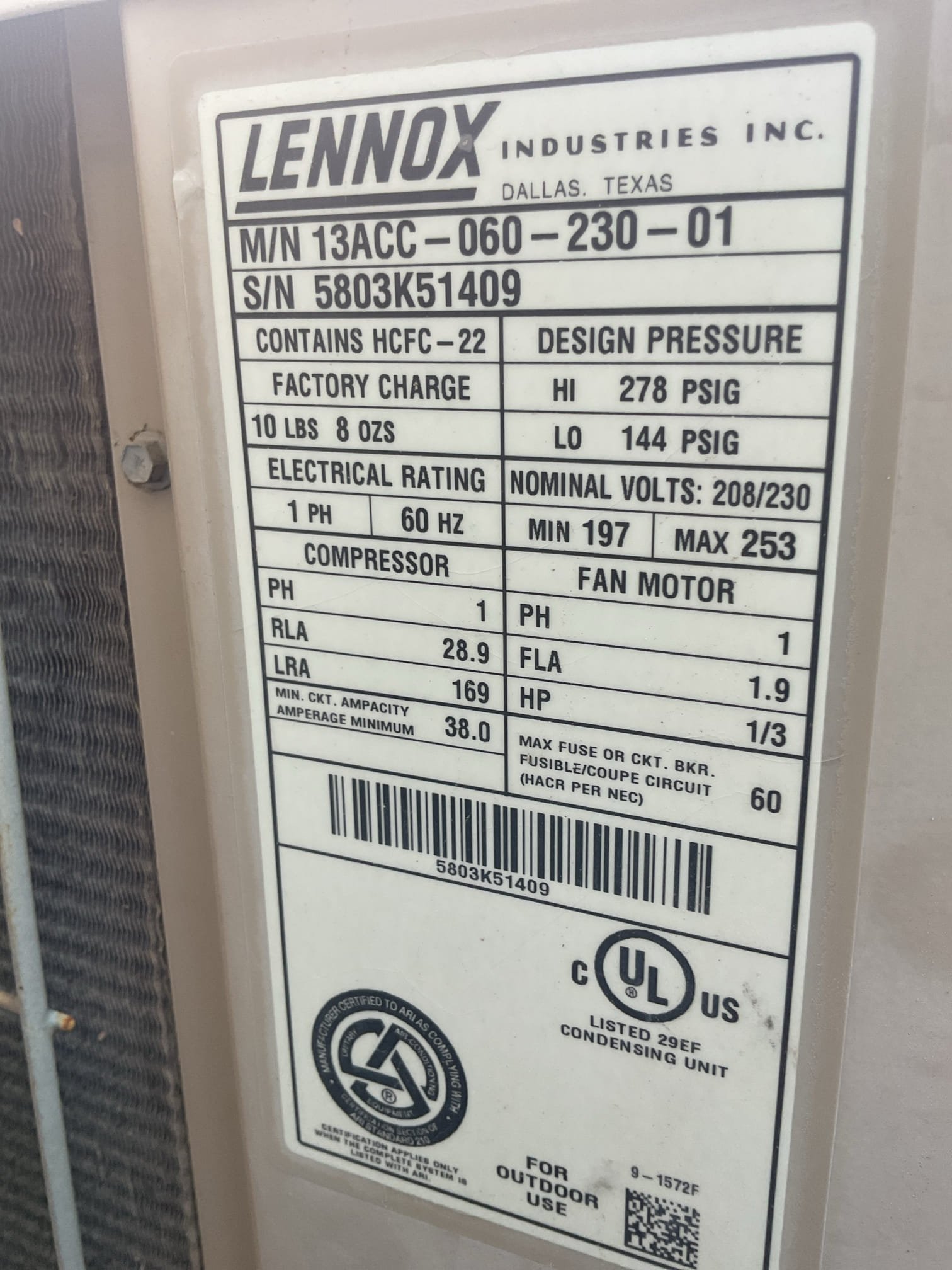 La Quinta, CA - Demand call: no cool

Upon arrival, client stated warm air was coming from supply vents and breaker had tripped for outdoor unit. Diagnostics revealed the hermetic capacitor was zero. Disconnect box was extremely tight and recommended replacement. In the process of replacing disconnect box, the pull mechanism was completely destroyed. Burnt wires and melted plastic was exposed in the box. Ohmed compressor motor windings and tested to ground to see if compressor motor was internally grounded. Pulled the plug from the compressor and tested to see if terminals were grounded. Also tested condenser fan to see if the fan was grounded. Once everything was assembled, I isolated the fan motor and the breaker did not trip. Then I tested the fan motor and compressor motor together and the breaker did not trip.

Synopsis: breaker most likely tripped due to high amperage from failed capacitor and burnt wires at disconnect box. Replacing disconnect box and capacitor was the right diagnostic. Client 