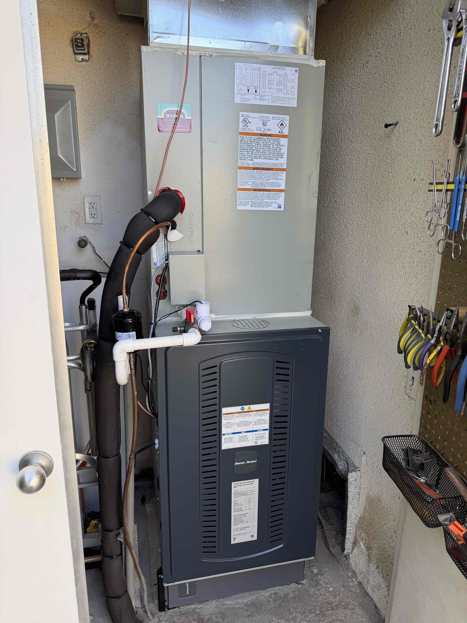 Preformed am indoor safety maintenance on American standard platinum furnace, Filters located in filter rack, fau located in patio, changed filter, flushed condensation line through jones valve, on fau followed sequence of operation, checked for amperage and voltage, checked for blower speed, check for any loose connections, check for temperature rise, check for any error codes or alerts everything within range also cleared dust accumulated inside electrical component. System is working within specification in heating at the time of maintenance.