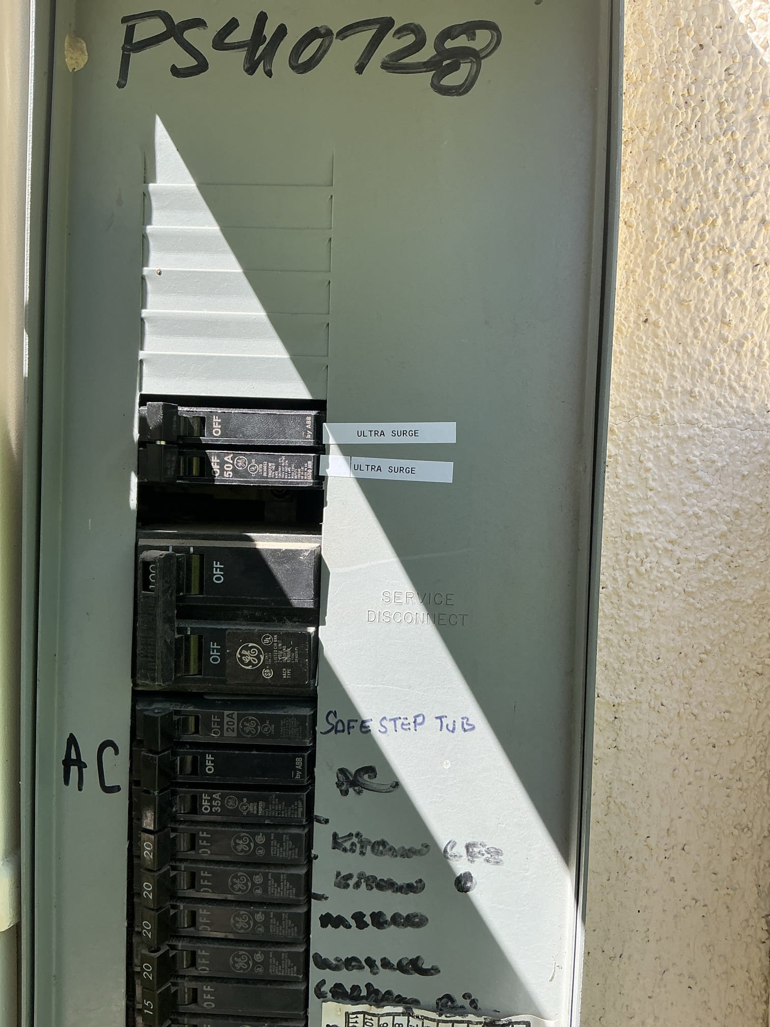 Install surge protection either hide the surge in the can neutral or if will fit inside if not either off sides or top don’t think can fit under due to solar. Customer wants the ultra surge protection. Panel is ge and on right side of home. 
