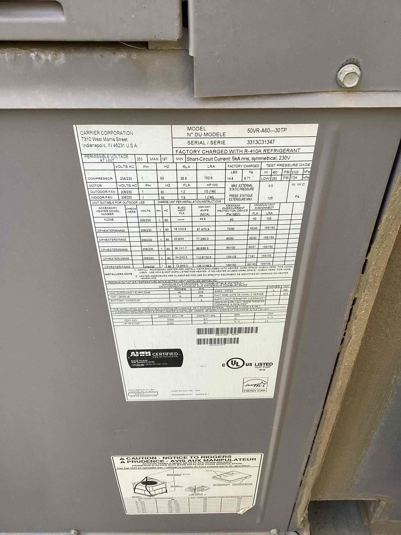 La Quinta, CA - Installed a 5 ton and 4 ton American Standard Gold 15 two speed package heat pump. 
