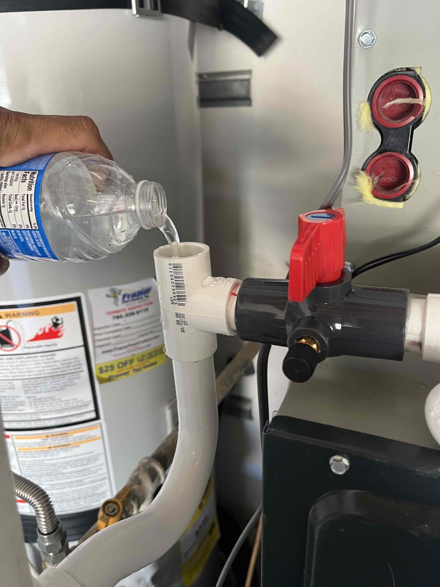 ⚒️⚒️
Recommended repairs 

Unable to run condensation pump due to the options of hiding copper line and condensation discharge point   were limited

Call Client and ask permission to run condensation line out the wall
Client approved

After repairs were made tested condensation line poured multiple bottles of water to test new drink

✅
System is now draining properly and system is cooling
