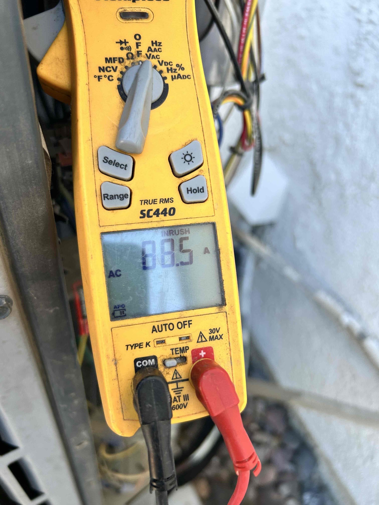 Performed annual preventative maintenance on the 5-ton 2015 American Standard split system.

* Washed and cleaned the washable air filter.
* Located and inspected the filter rack in the closet.
* Flushed the condensate drain line and verified proper drainage.
* Performed operational checks of the system and safety switches.
* Inspected the blower motor and verified proper operation.
* Cycled the system through cooling operation.
* Checked the compressor, condenser fan, and capacitor.
* Checked thermostat operation and verified cooling and heating temperature ranges.
* Inspected the new main electrical panel and breaker; panel and breakers installation perfect.
* Washed and cleaned the outdoor coil.
* Completed a general visual inspection of the system.

System is operating properly at the time of service. Client wants to wait for renewal 