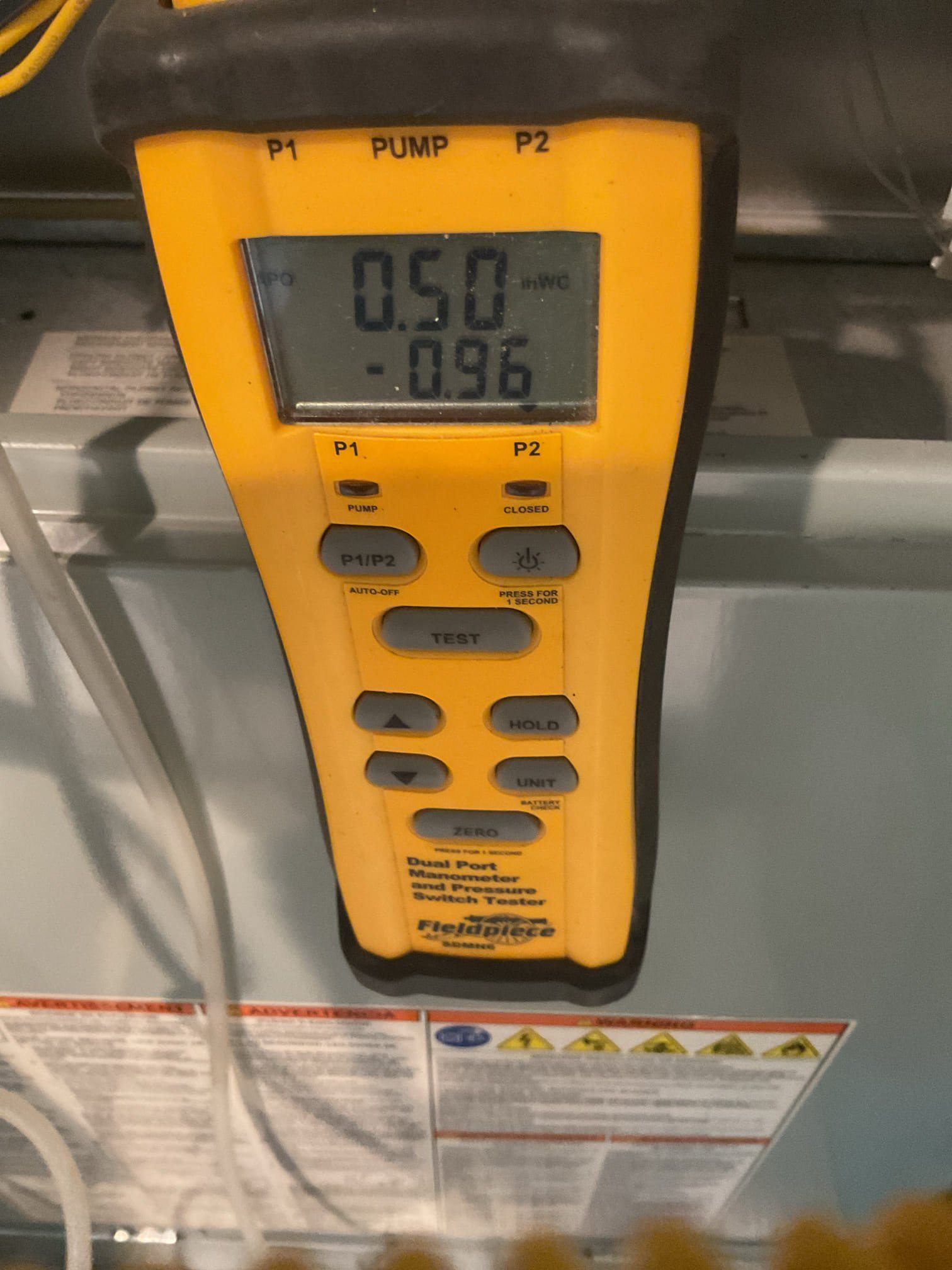 La Quinta, CA - Indoor unit safety inspection and maintenance. Equipment executed the sequence of operation with no carbon monoxide detected in the home. Replaced filter. Checked blower capacitor, amp draw and static pressure measurements. Good temperature heat rise. System is functioning according to manufacturer specifications. Starbucks.
