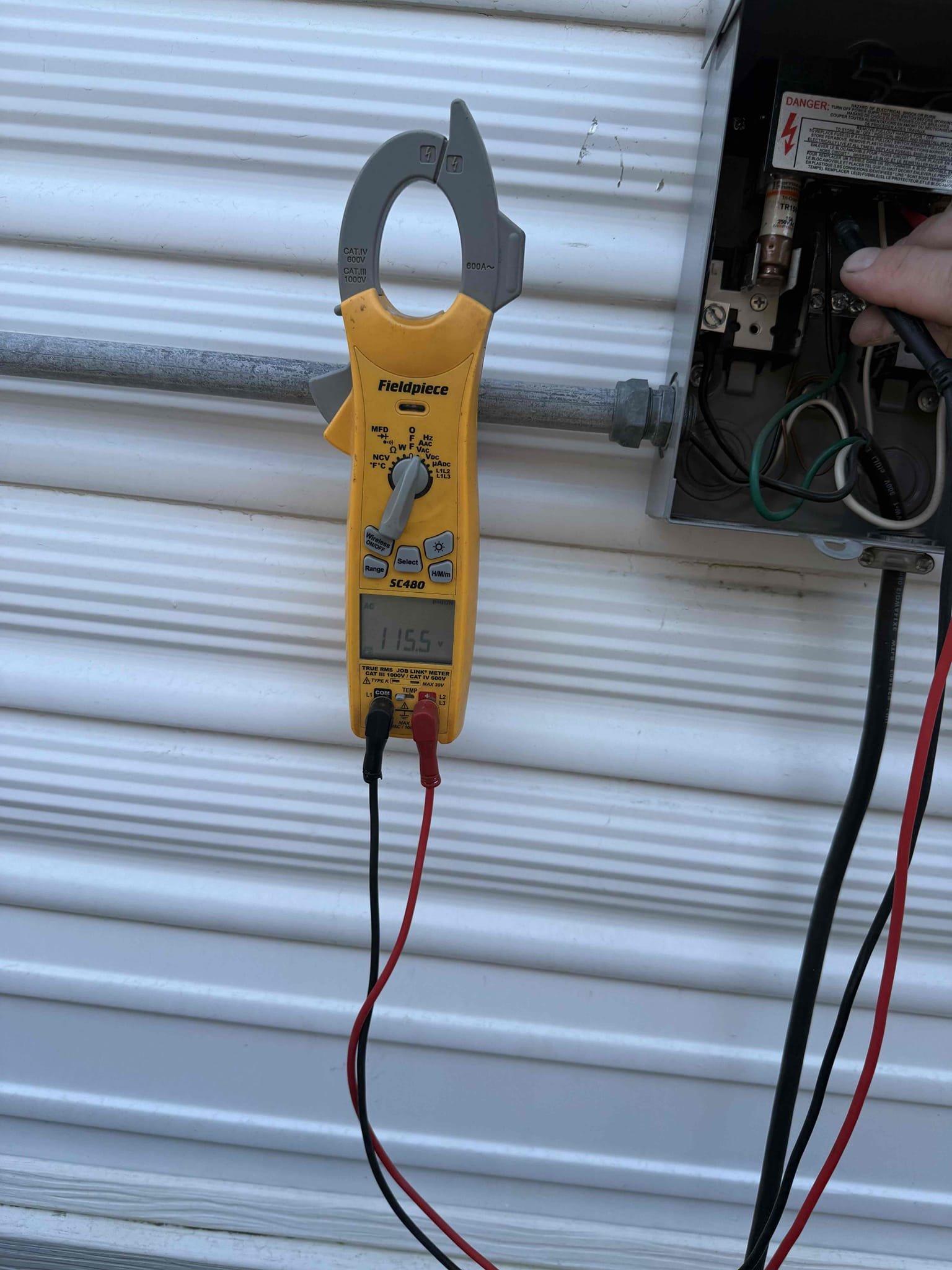 Found bedroom unit with 15 amp fuses out. Replaced with nameplate max fuse for 25 and system is cooling properly now, supply temp of 59° getting a 20° split. Living room unit remote was on heat mode so outdoor unit wasn’t running. Set for cooling and getting proper temp split, with supply temp of 56°. Notes.