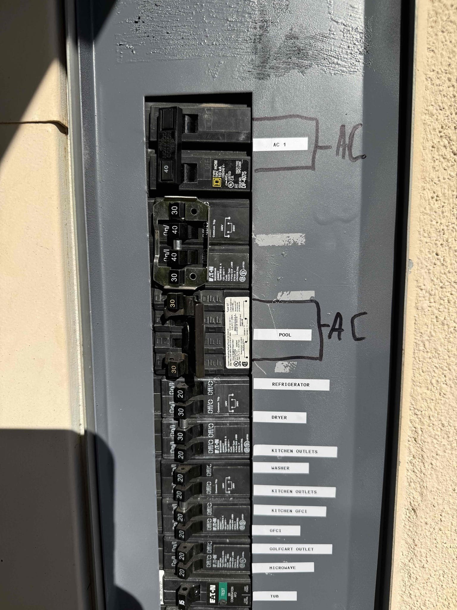 Not an AC issue, bedroom Ac working properly. Breaker for AC2 tied with Pool on dual 30/30 breaker. Total amps 8. Proper 240v. They have other electrical issues like some outlets to be checked and a transformer for their ring doorbell. Will get with Shelli our electrical department CSR to reach out and see about scheduling an electrician out. Homeowner will have her pool tech out today as he installed some equipment then issue happened. Could be a breaker issue. System is cooling and running properly.