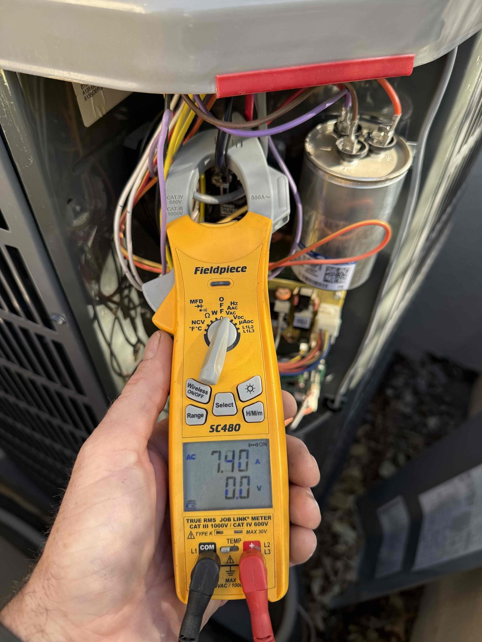 Not an AC issue, bedroom Ac working properly. Breaker for AC2 tied with Pool on dual 30/30 breaker. Total amps 8. Proper 240v. They have other electrical issues like some outlets to be checked and a transformer for their ring doorbell. Will get with Shelli our electrical department CSR to reach out and see about scheduling an electrician out. Homeowner will have her pool tech out today as he installed some equipment then issue happened. Could be a breaker issue. System is cooling and running properly.