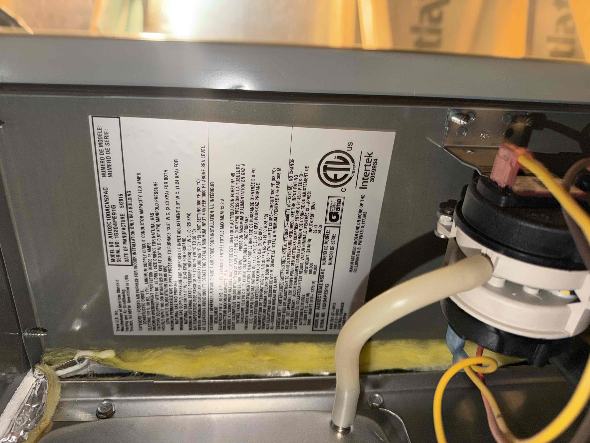Performed an indoor safety maintenance on a 2015 America standard furnace, Filters located in hallway ceiling, fua located in attic, attic access location on hallway, changed 2 20x30 filter, flushed condensation line through jones valve, on fau followed sequence of operation, checked for amperage and voltage, checked for blower speed, check for any loose connections, check for temperature rise, everything within range also cleared dust accumulated   inside electrical component. System is working within specification in heating at the time of maintenance.
