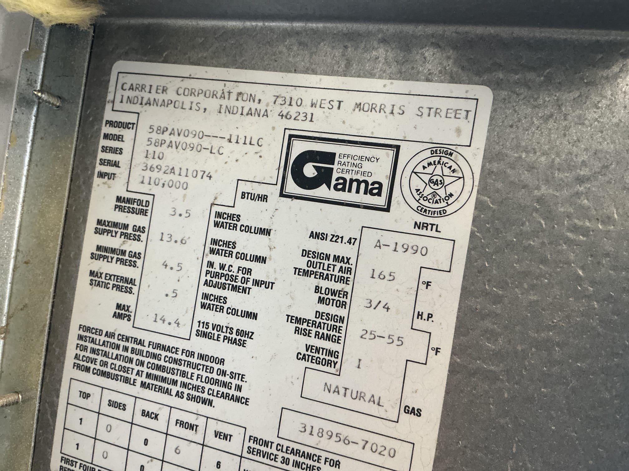 Sold split gas system with water heater.